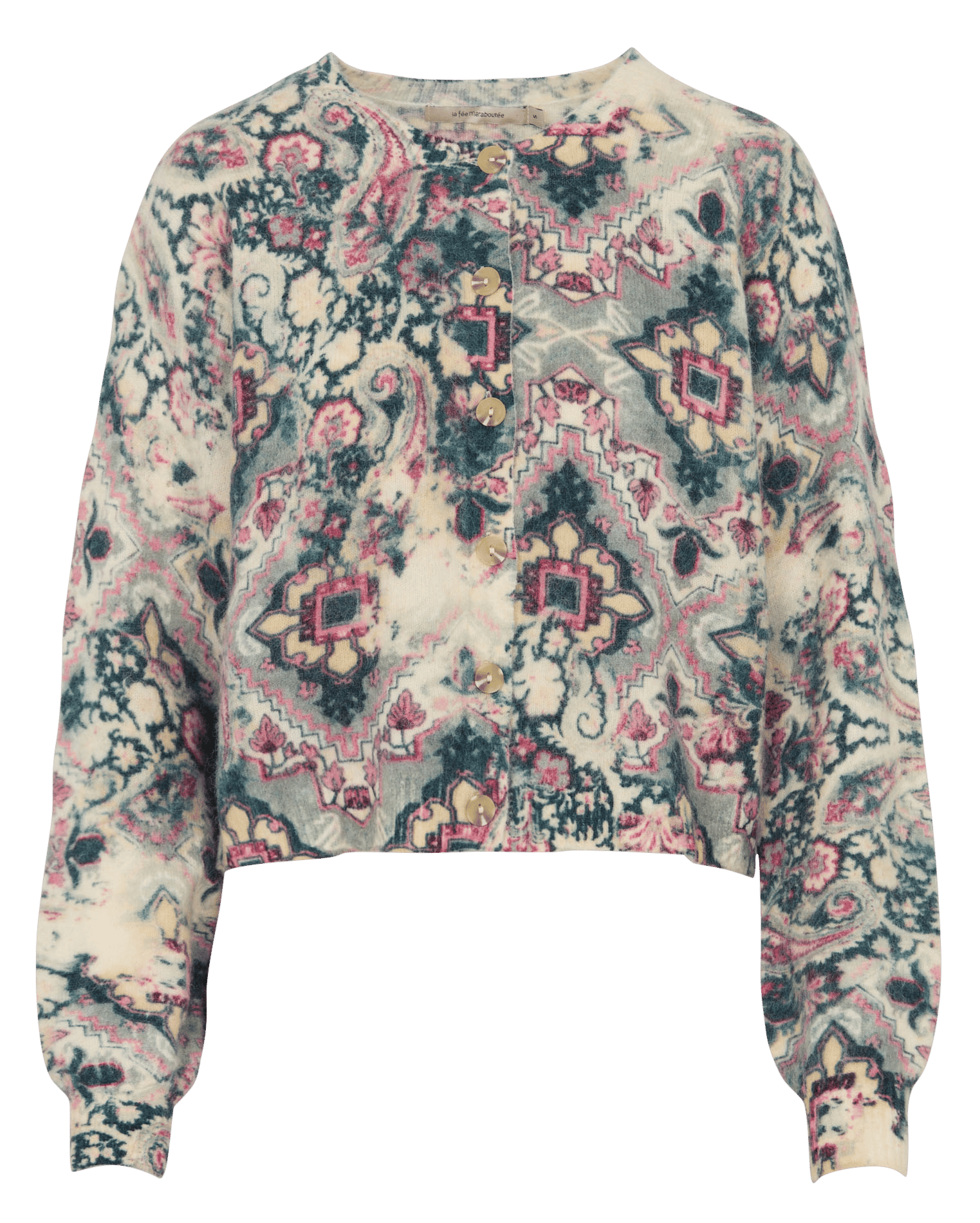 Oversized printed wool blend vest LA FEE MARABOUTEE White