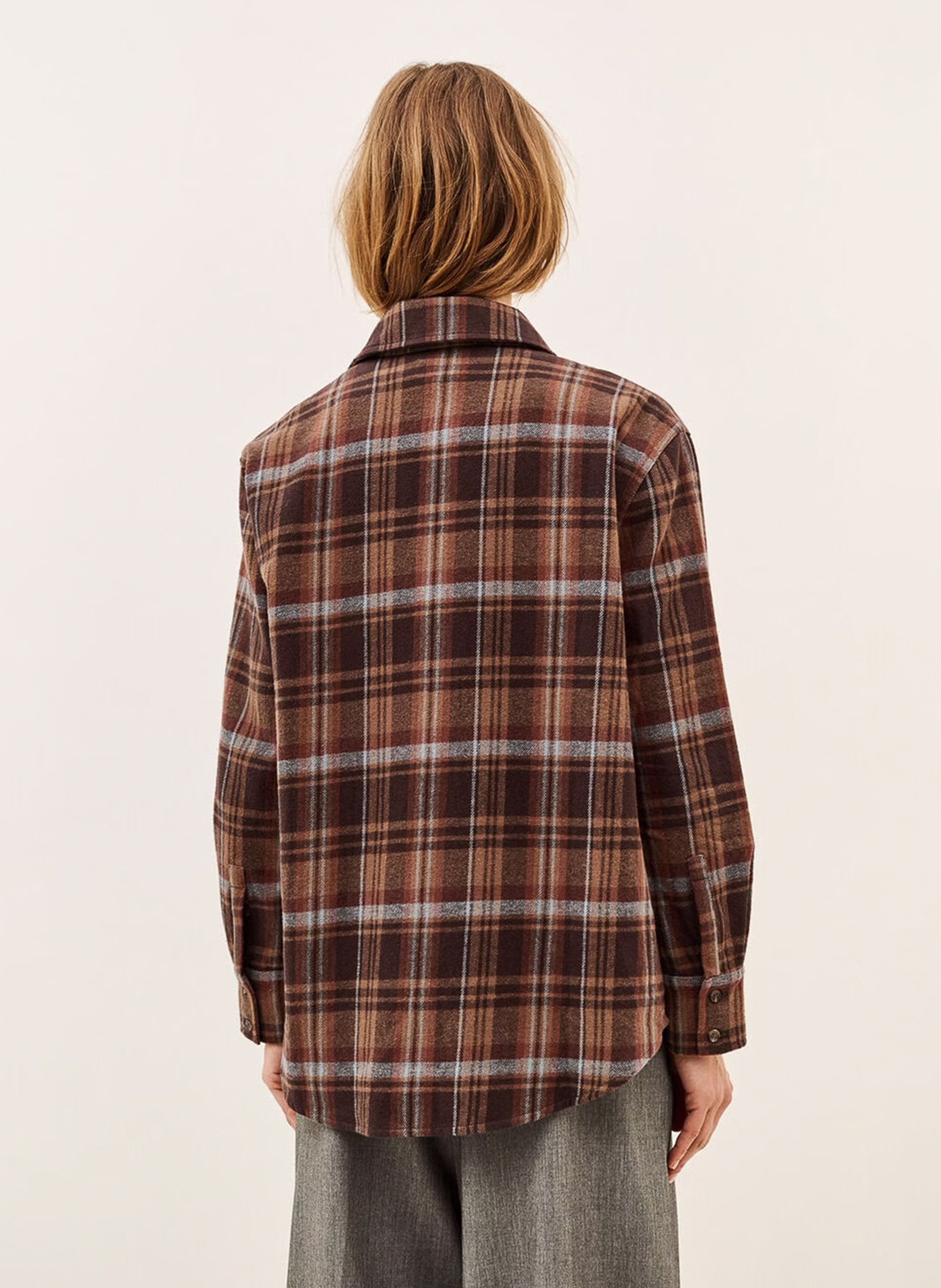 Chemise droite à carreaux en coton BA&SH Marron