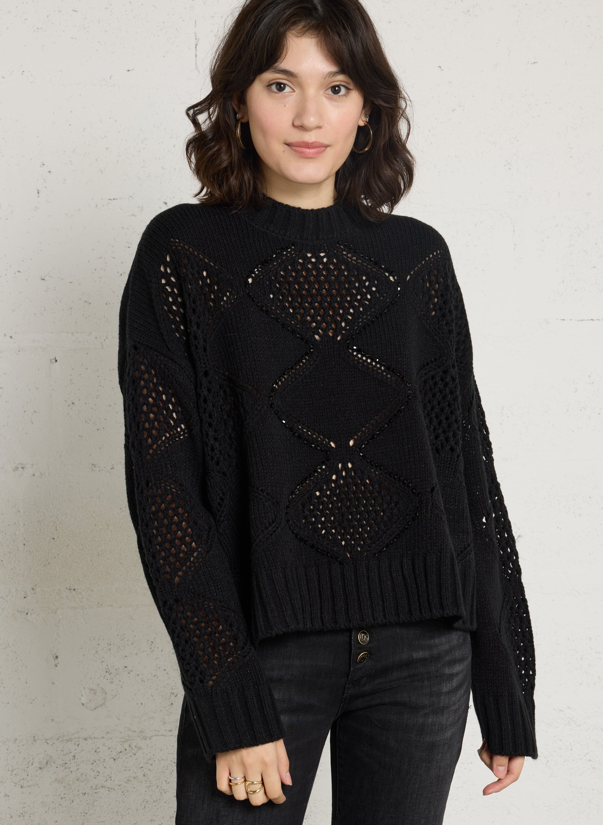 Pull ample en maille LIU JO Noir