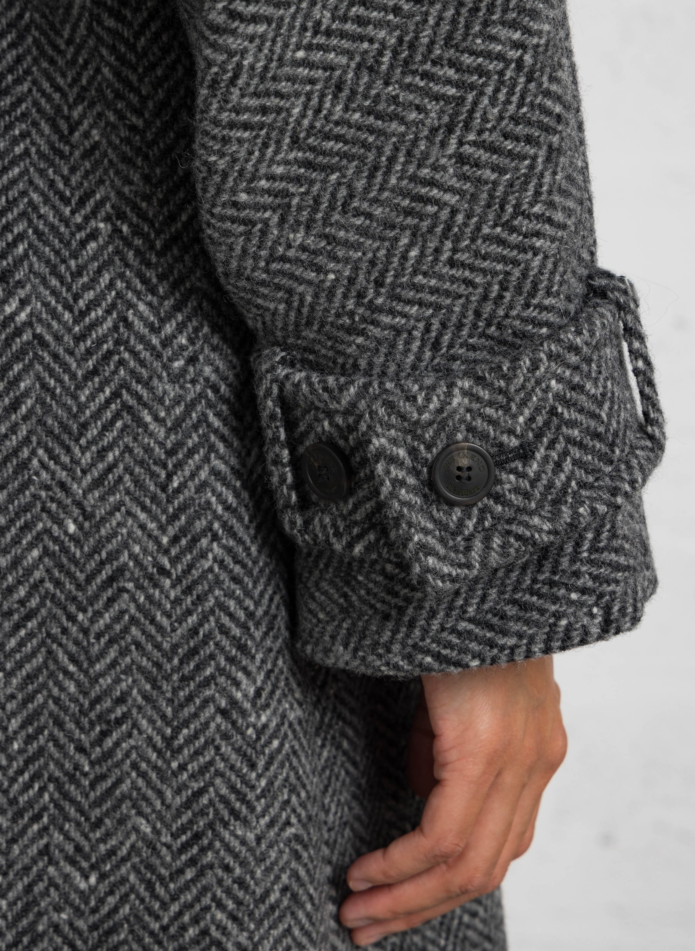 Manteau ceinturé et long en laine mélangée MAX MARA WEEK END Noir