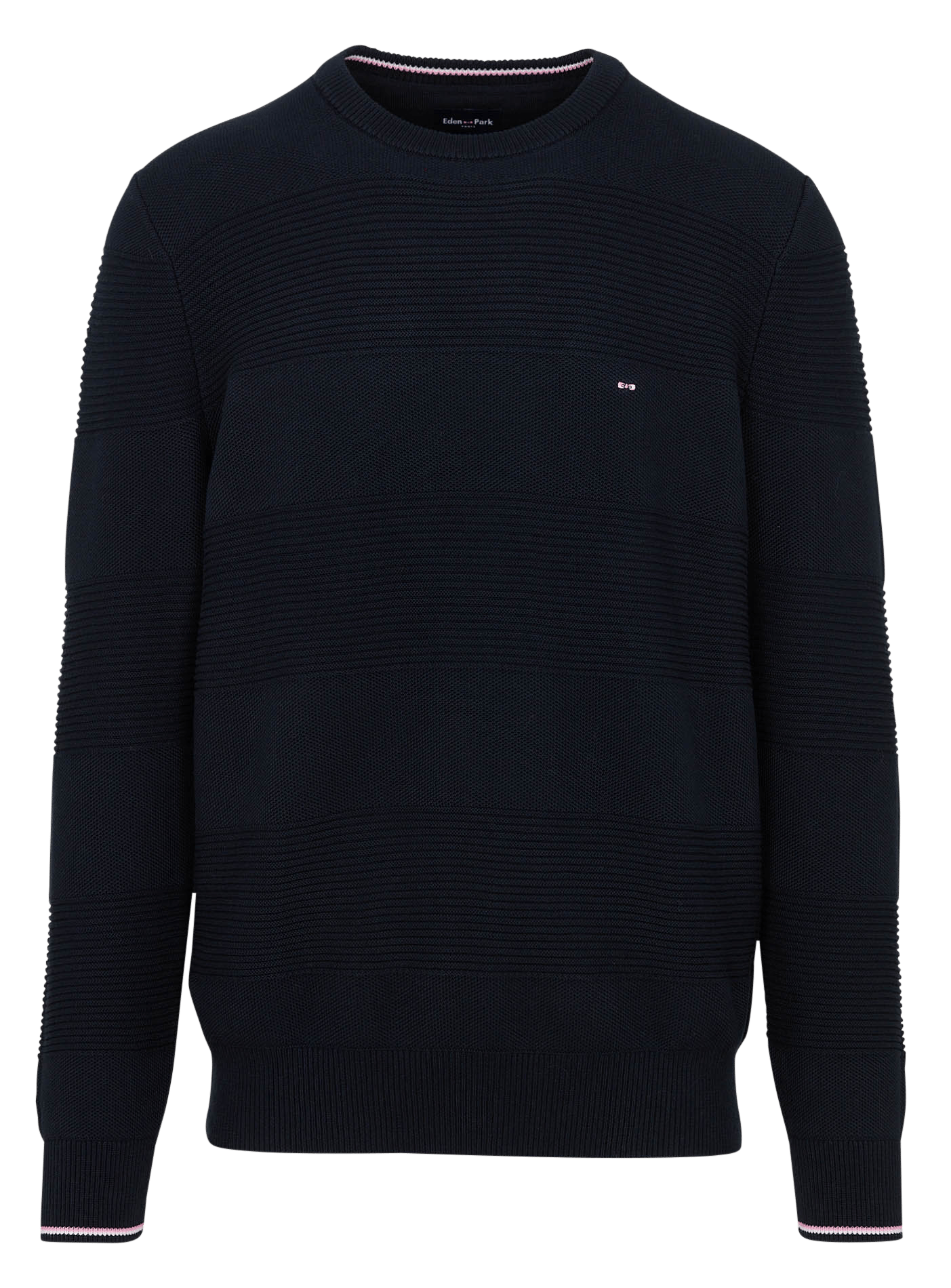 Straight-fit ribbed crew-neck sweater in cotton blend EDEN PARK Blue