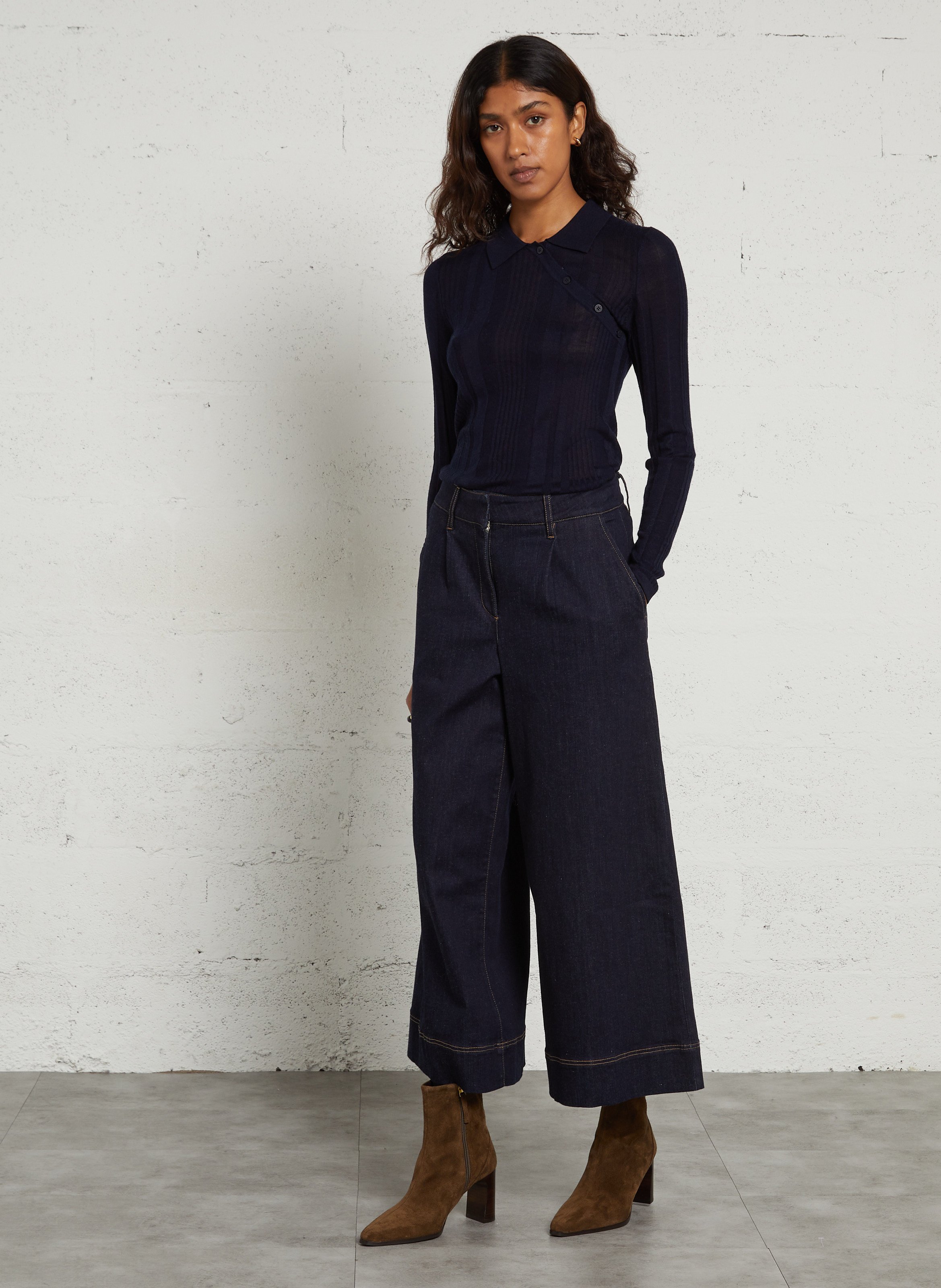 Rechte, cropped jeans - katoenblend MAISON 123 Blauw