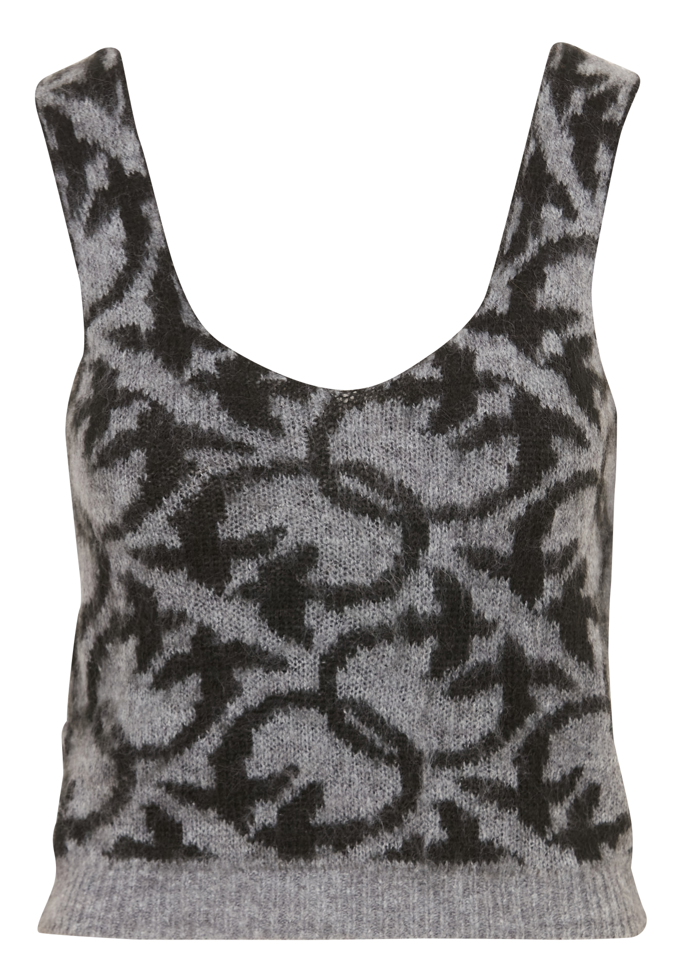 V-neck jacquard top PINKO Grey