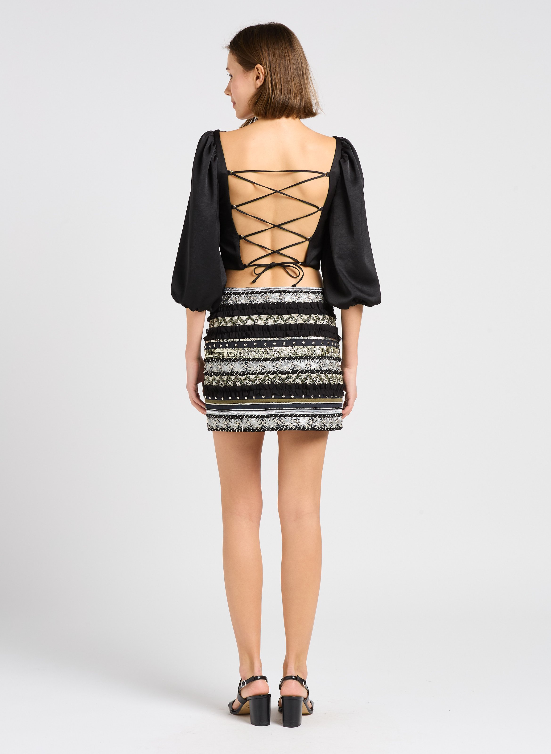 Heeled leather sandals JONAK Black