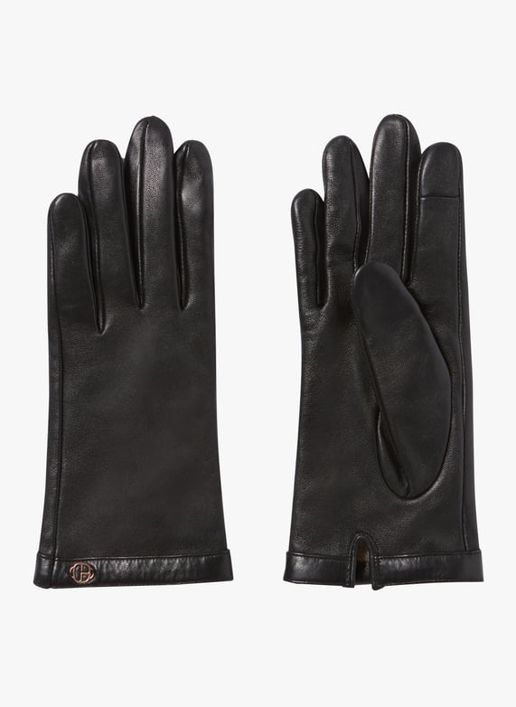 Gants en cuir a monogramme Noir