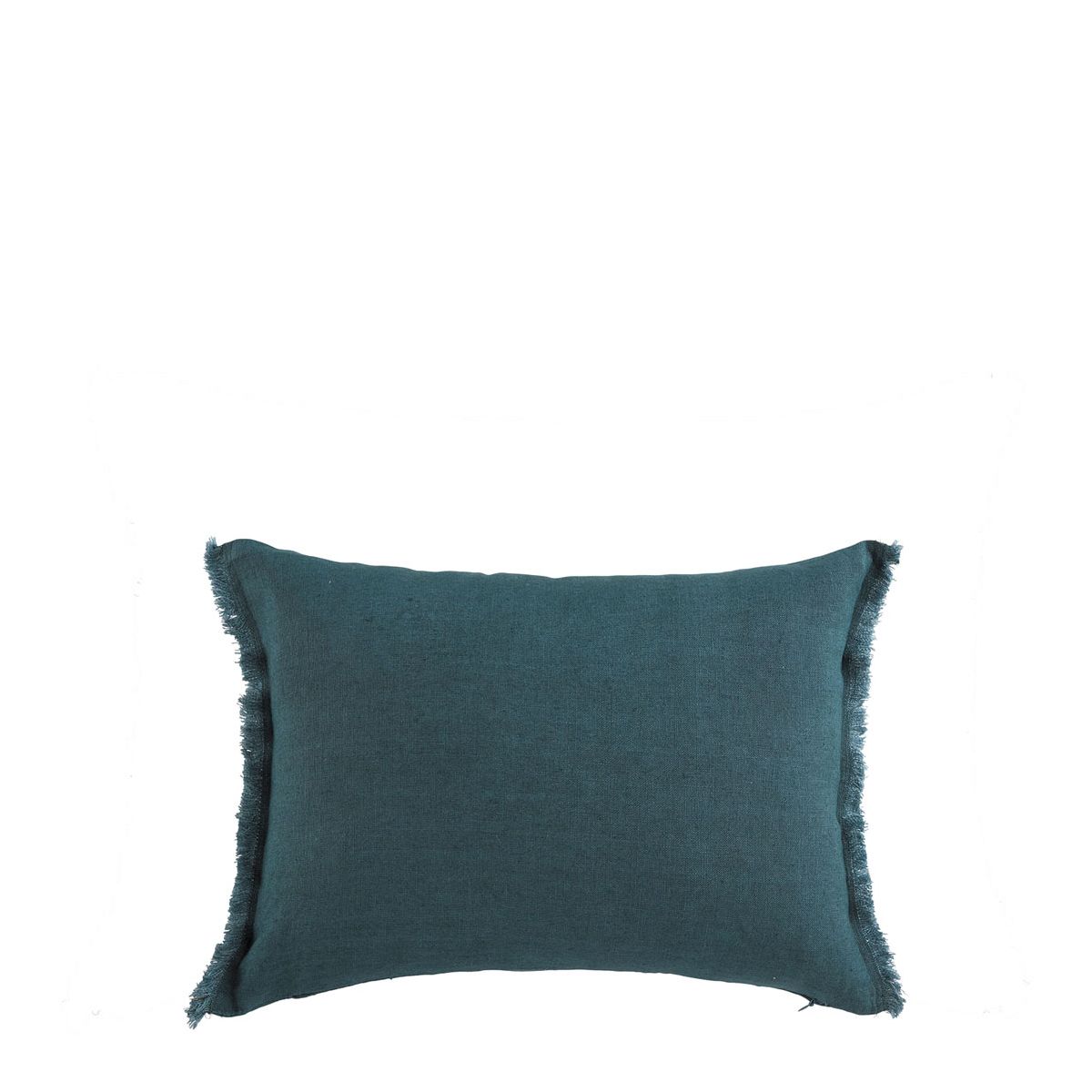 Washed linen Chloé cushion cover - Petrol - 30 x 40 cm BLANC D'IVOIRE Blue