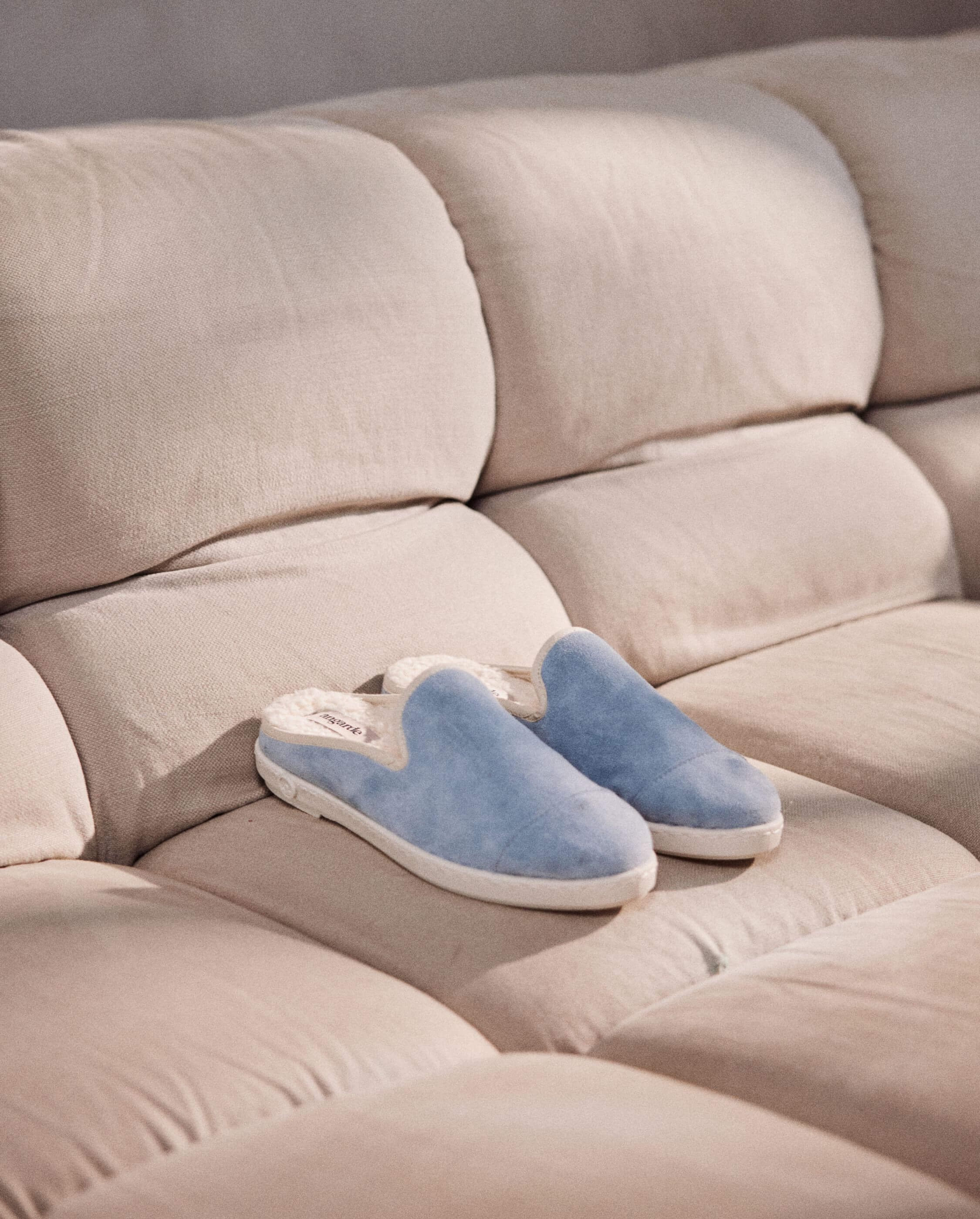 Women's leather mule, sky Blue