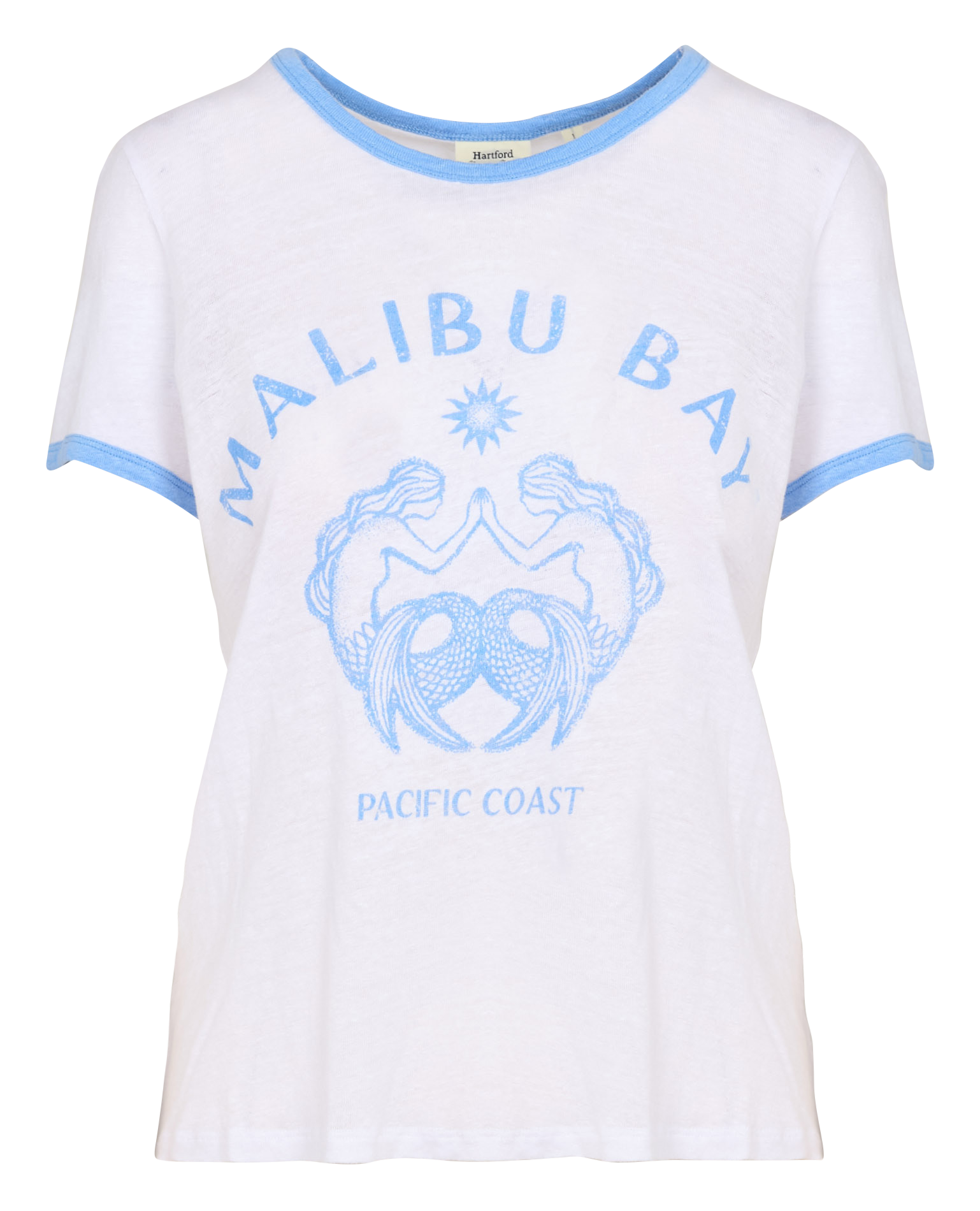 Straight-cut linen T-shirt with round neck HARTFORD White