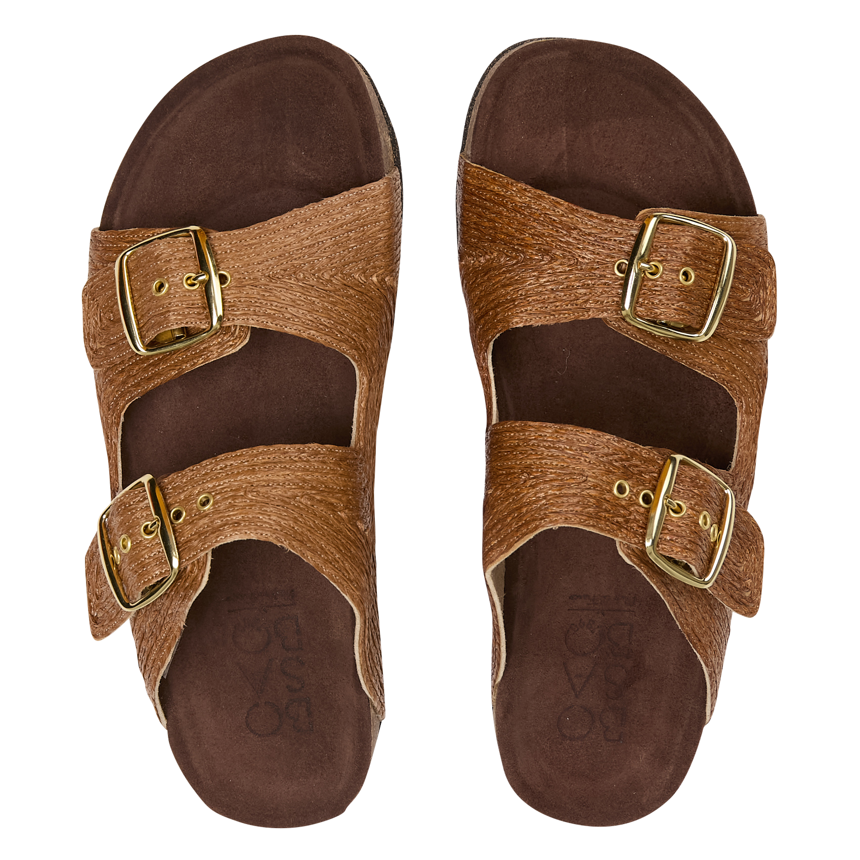 Flat raffia sandals BOSABO Brown