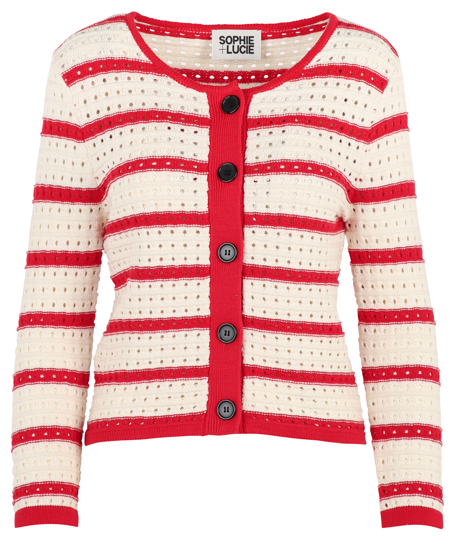 Straight round-neck cotton cardigan SOPHIE+LUCIE Red