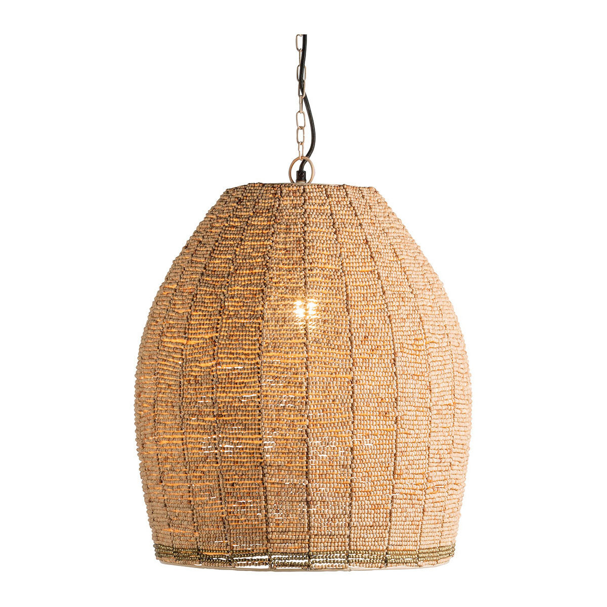 Gaya wooden bead pendant light - natural and gold - ø 47 cm BLANC D'IVOIRE Beige