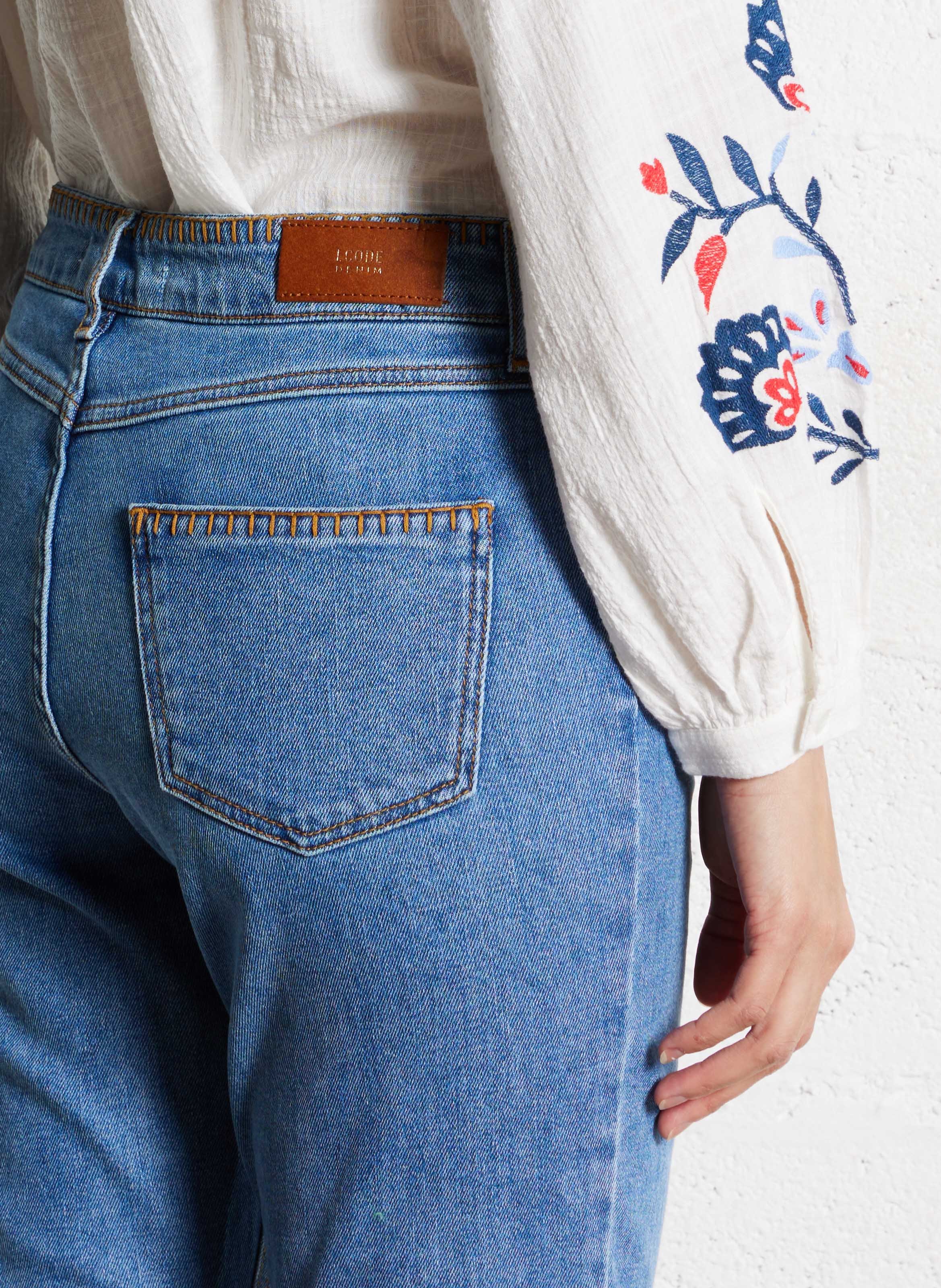 Jean droit en coton mélangé I CODE Bleu