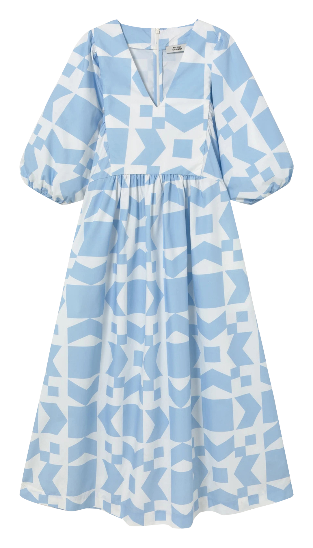 Langes Baumwollkleid mit Print THE TINY BIG SISTER Blau