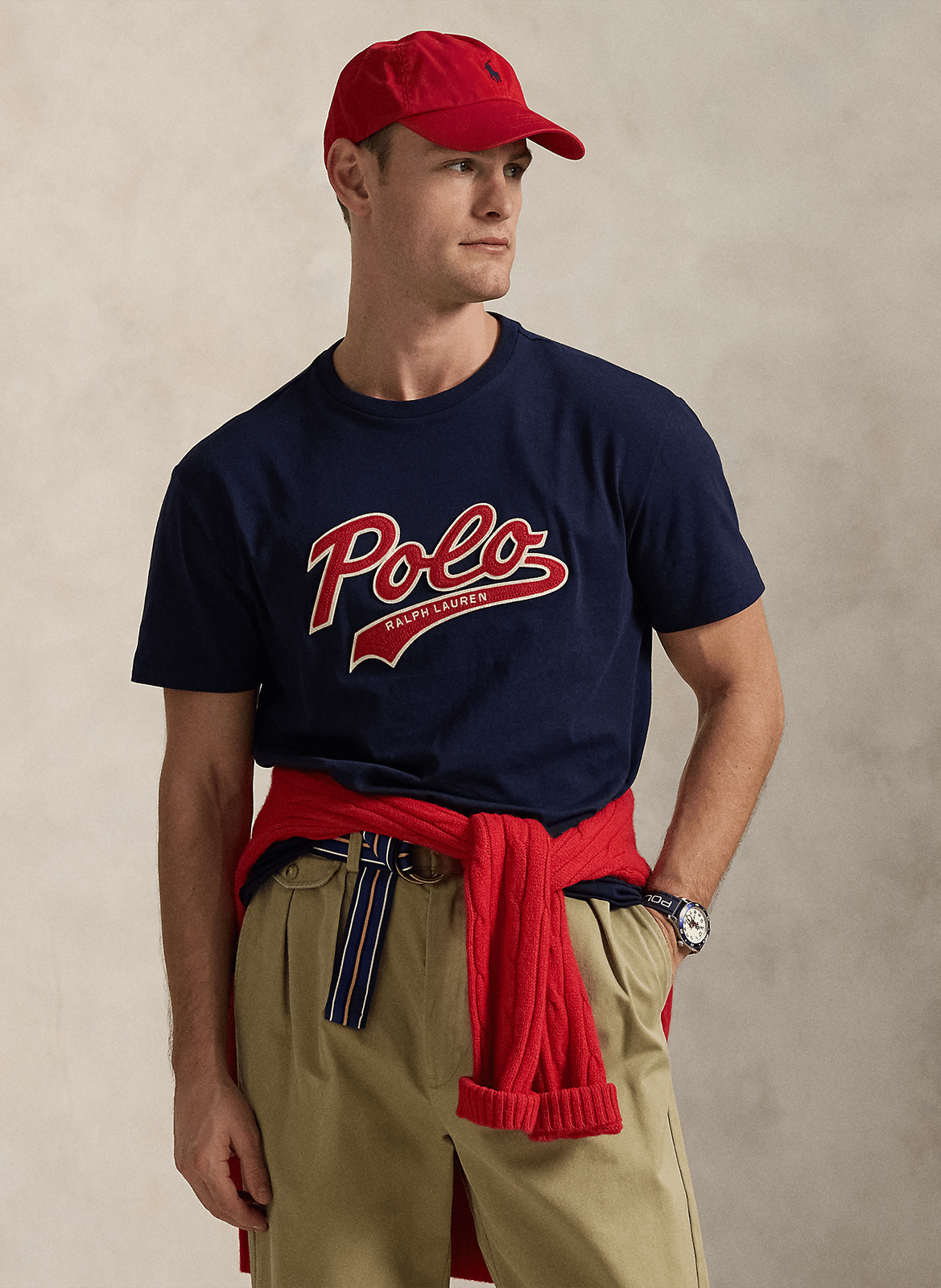 Tee-shirt col rond en coton POLO RALPH LAUREN Bleu