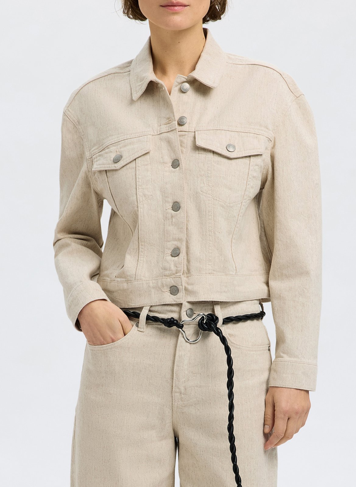 Veste col classique en coton bio SELECTED Beige
