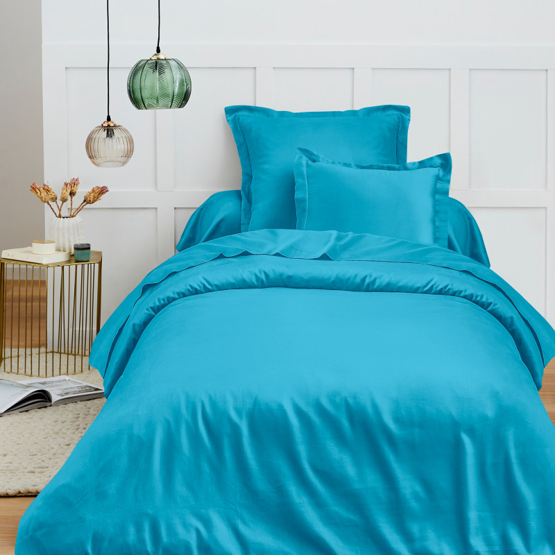 140 x 200 cm "premium" duvet cover for single bed COTON PUR Blue