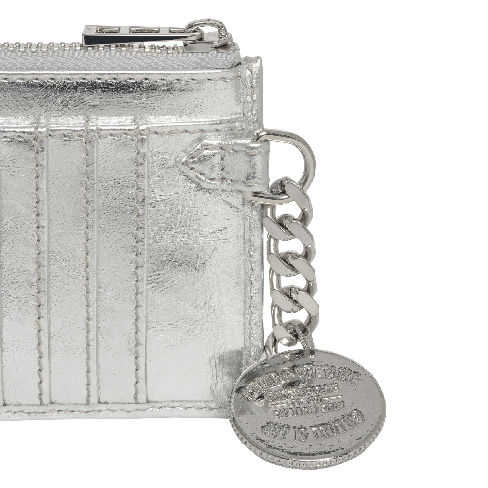 Porte-cartes en cuir métallisé ZADIG&VOLTAIRE Gris