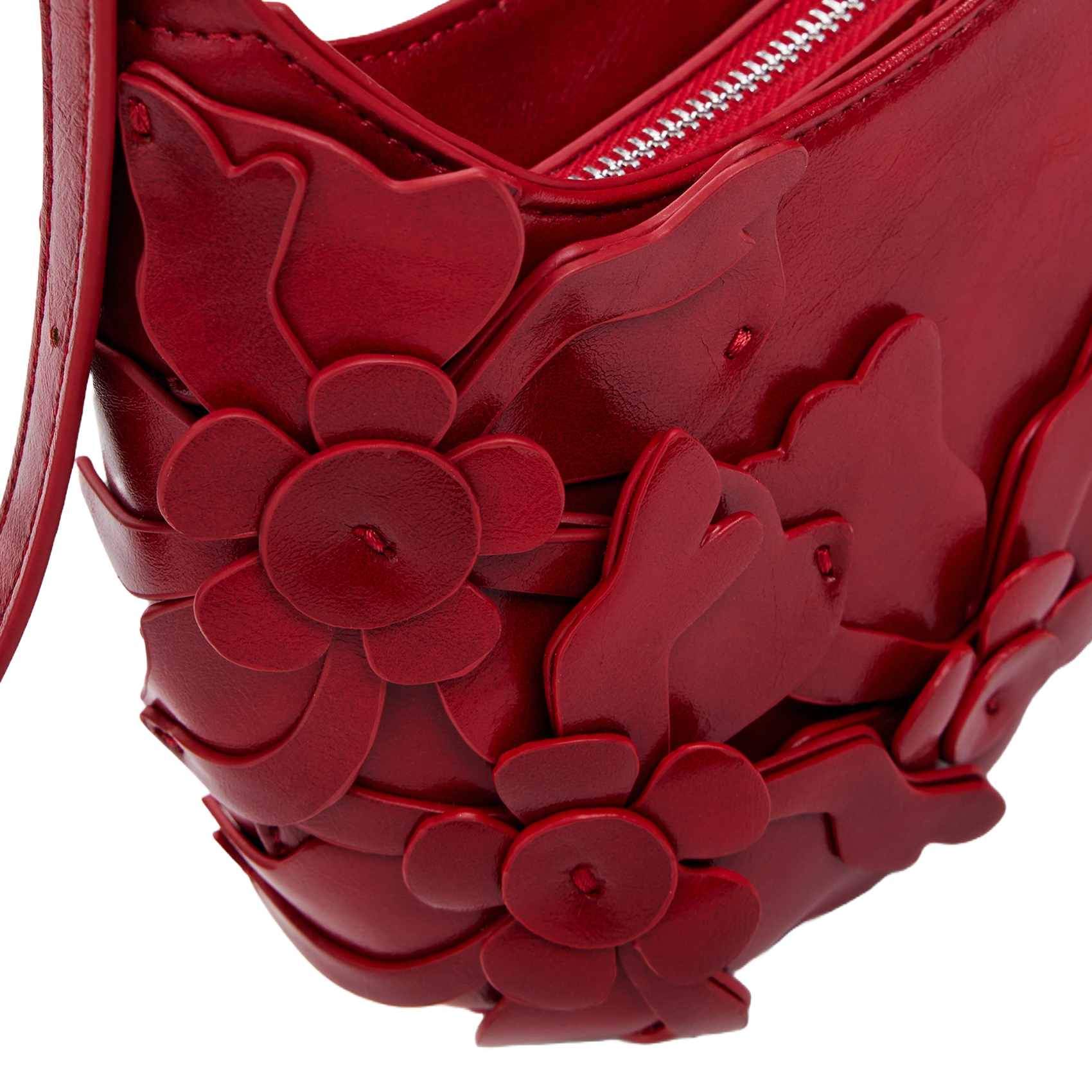 Sac épaule effet cuir à fleurs DESIGUAL Rouge