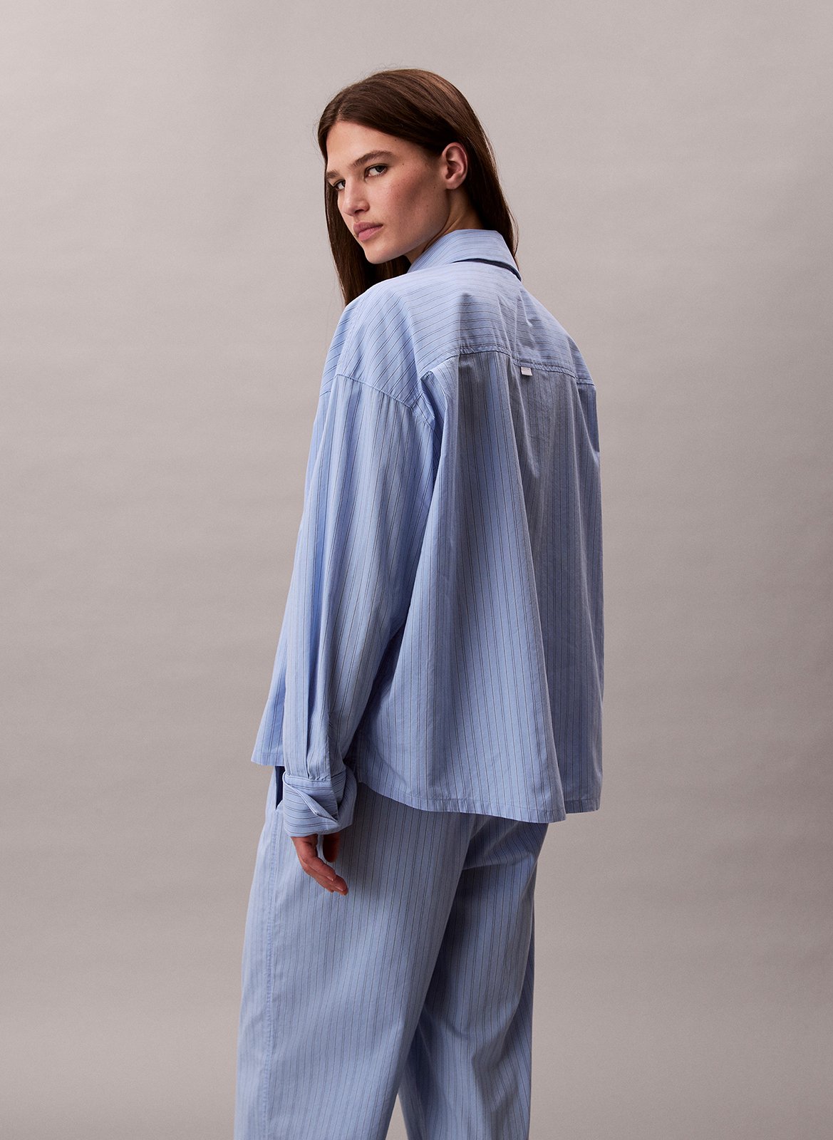 Chemise oversize col classique en coton CALVIN KLEIN UNDERWEAR Bleu