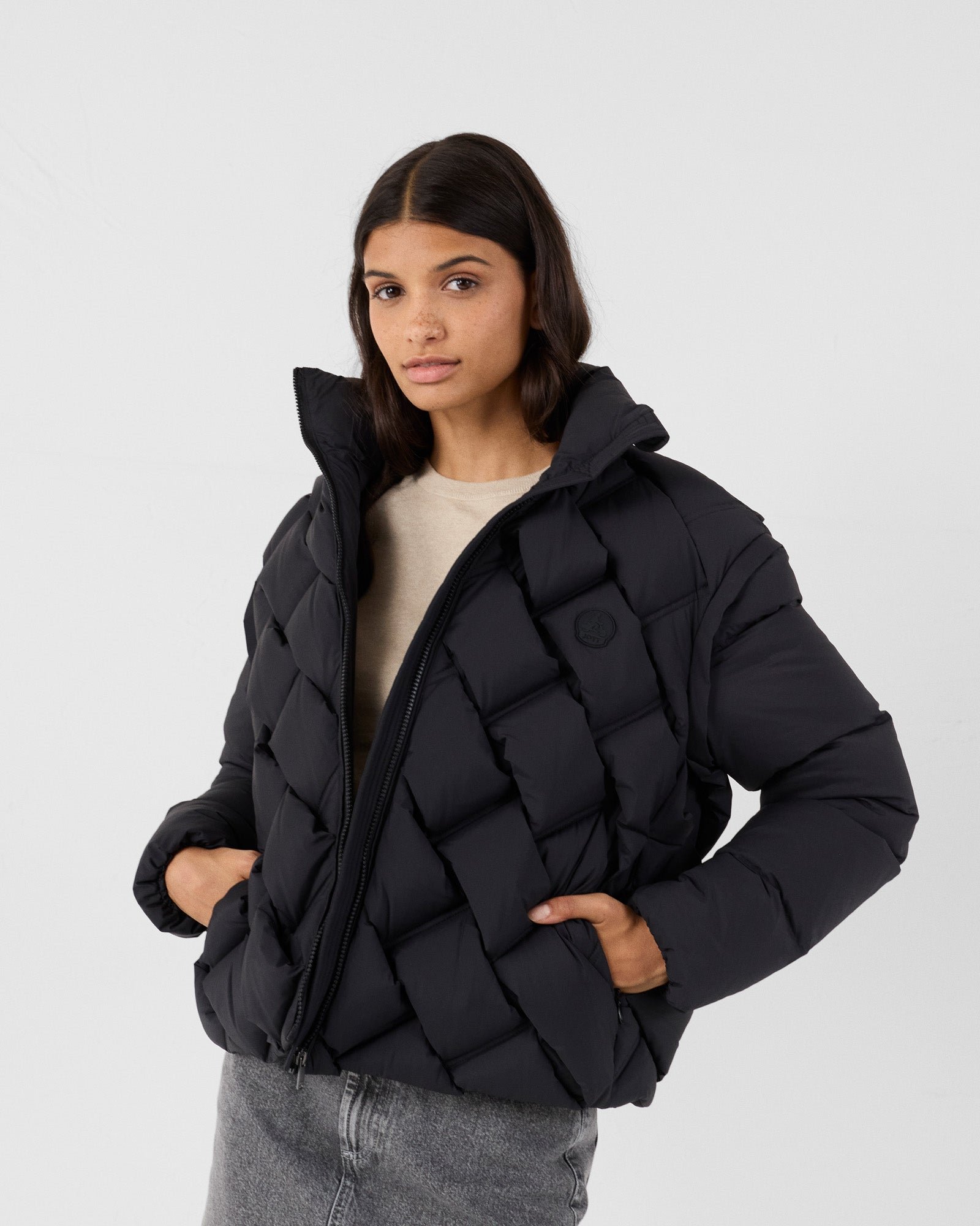 Alya quilted puffer cold weather jacket JOTT Black