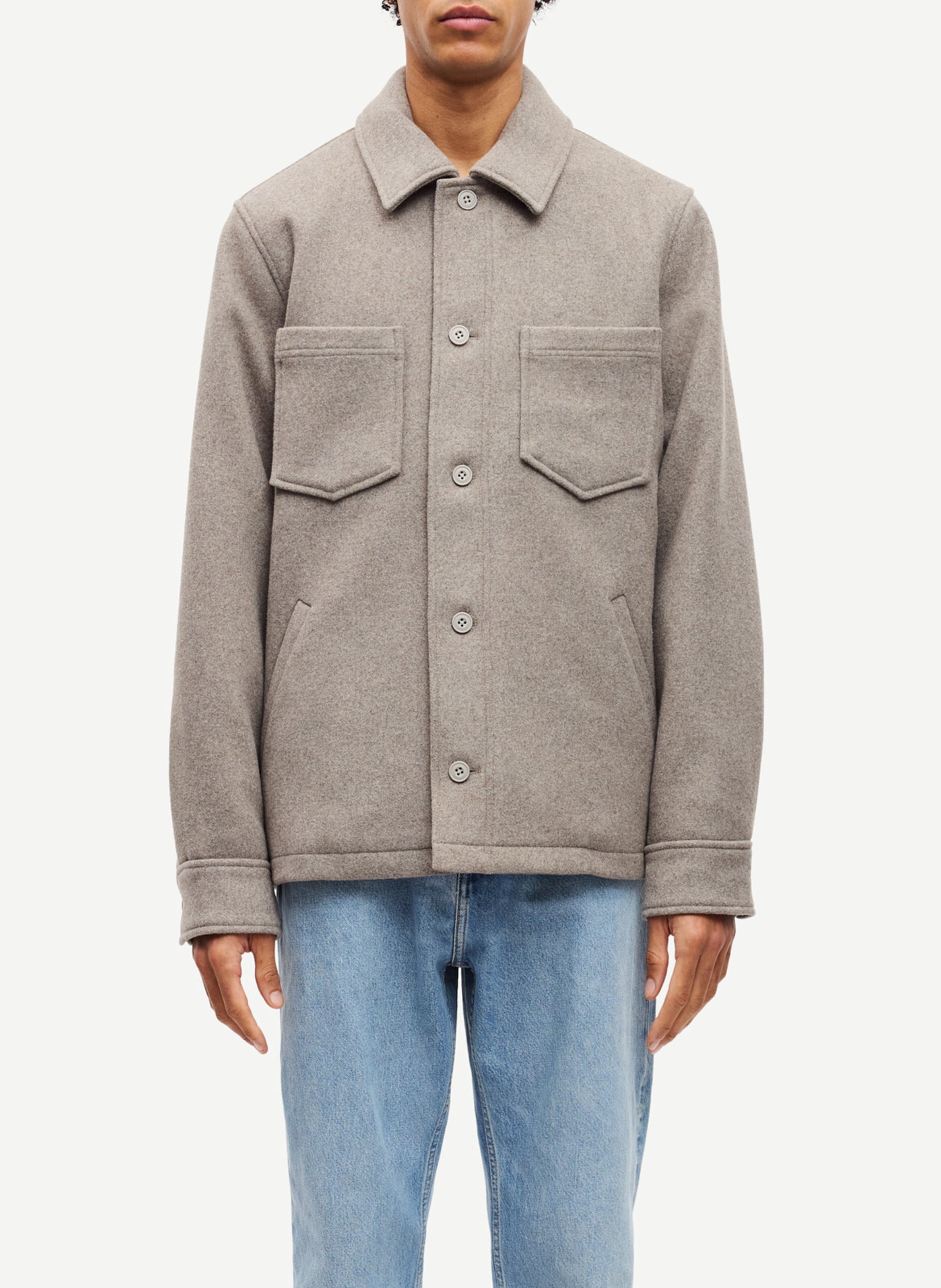 Surchemise col classique en laine mélangée SAMSOE SAMSOE Beige