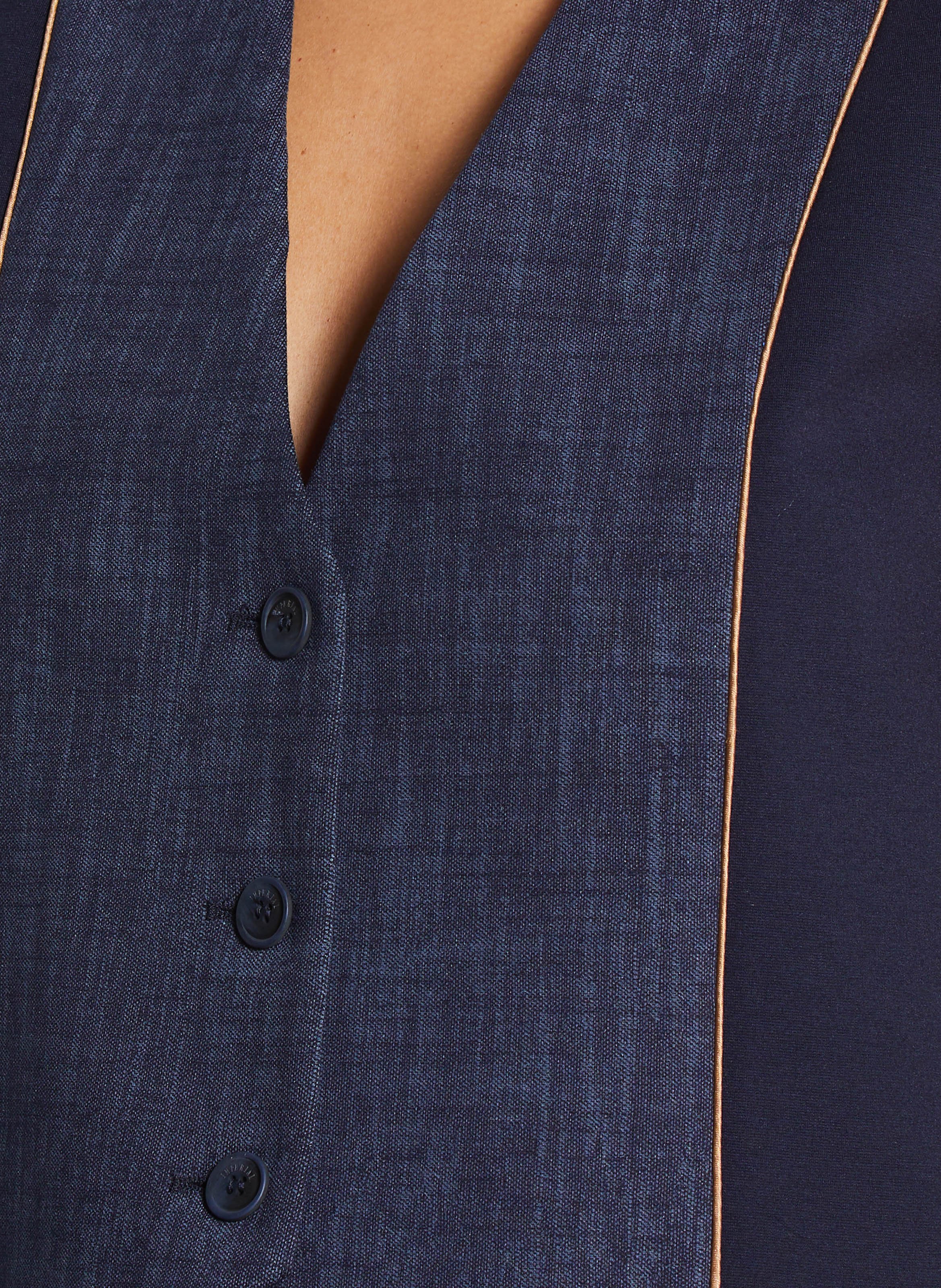 Gilet col V bi-matière IMPERIAL Bleu