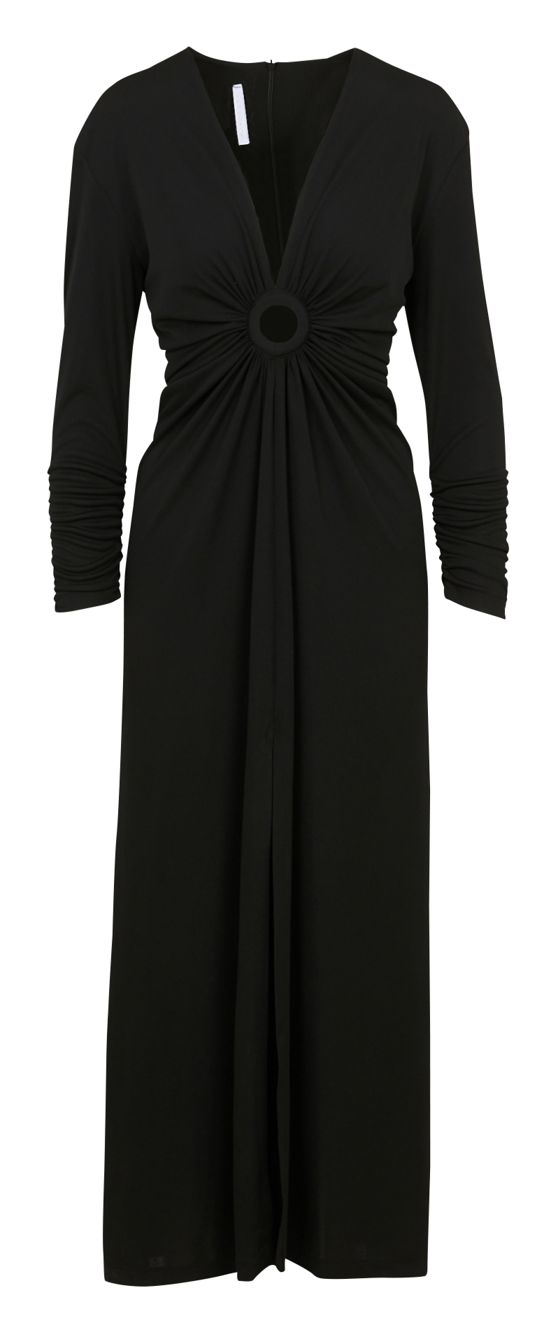 Robe longue cintrée et drapée avec anneau IMPERIAL Noir