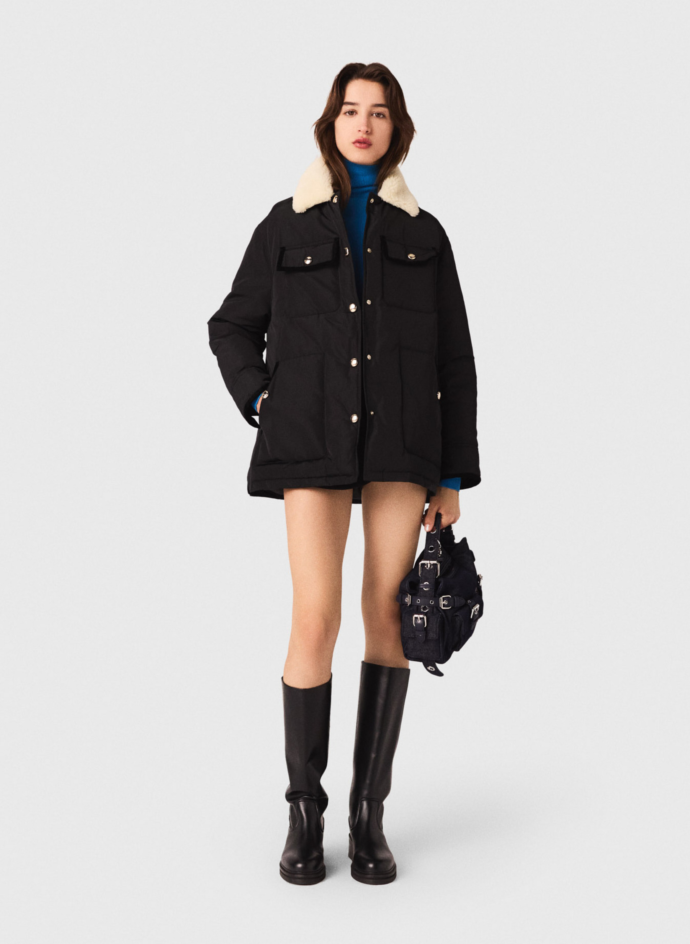 Veste droite col classique MAJE Noir