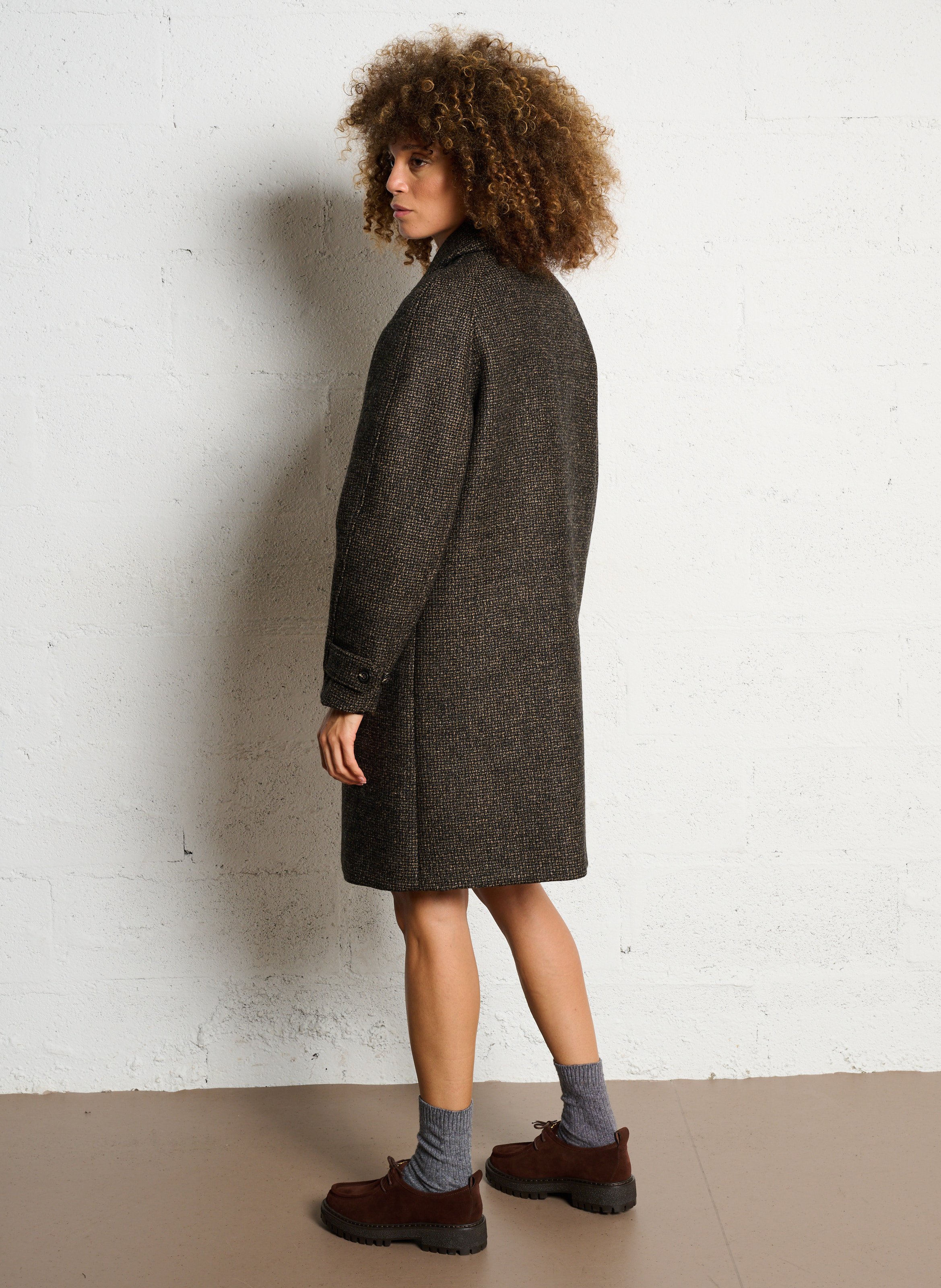 Classic-collar wool-mix coat SOEUR Brown