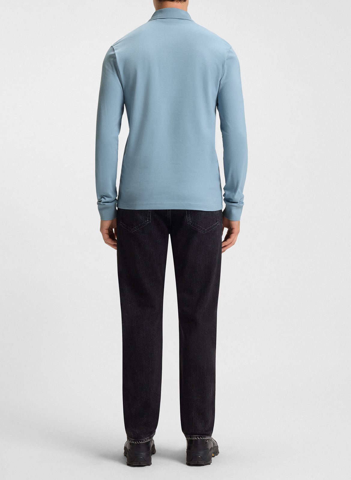 Regular-fit long-sleeved cotton-blend polo shirt BOSS Blue