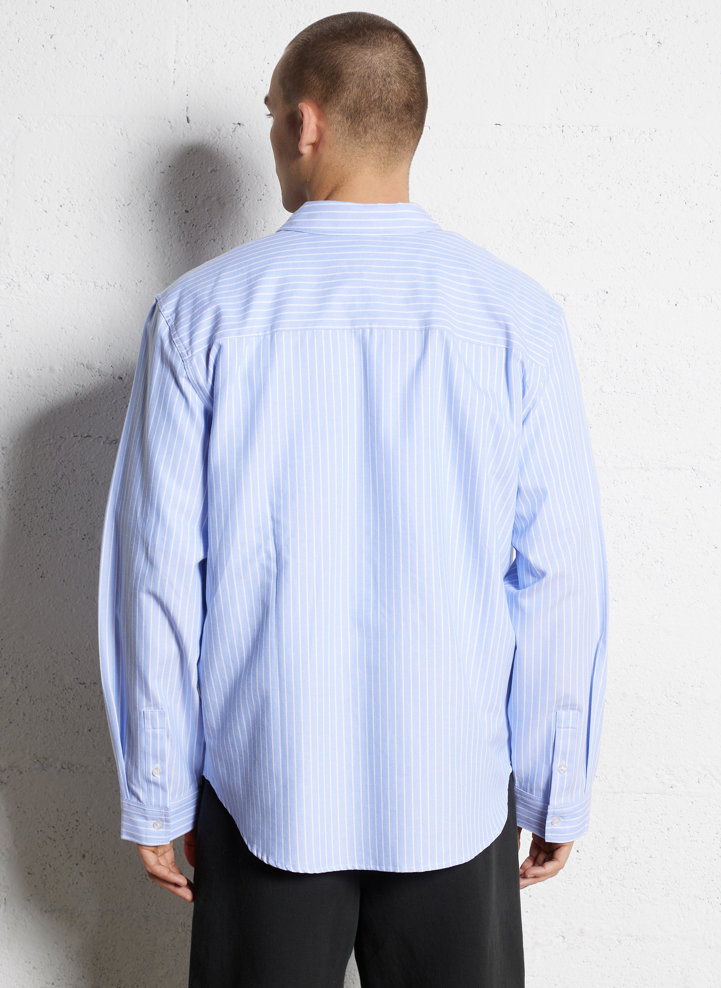 Oversized striped shirt with classic collar MINIMUM Blue
