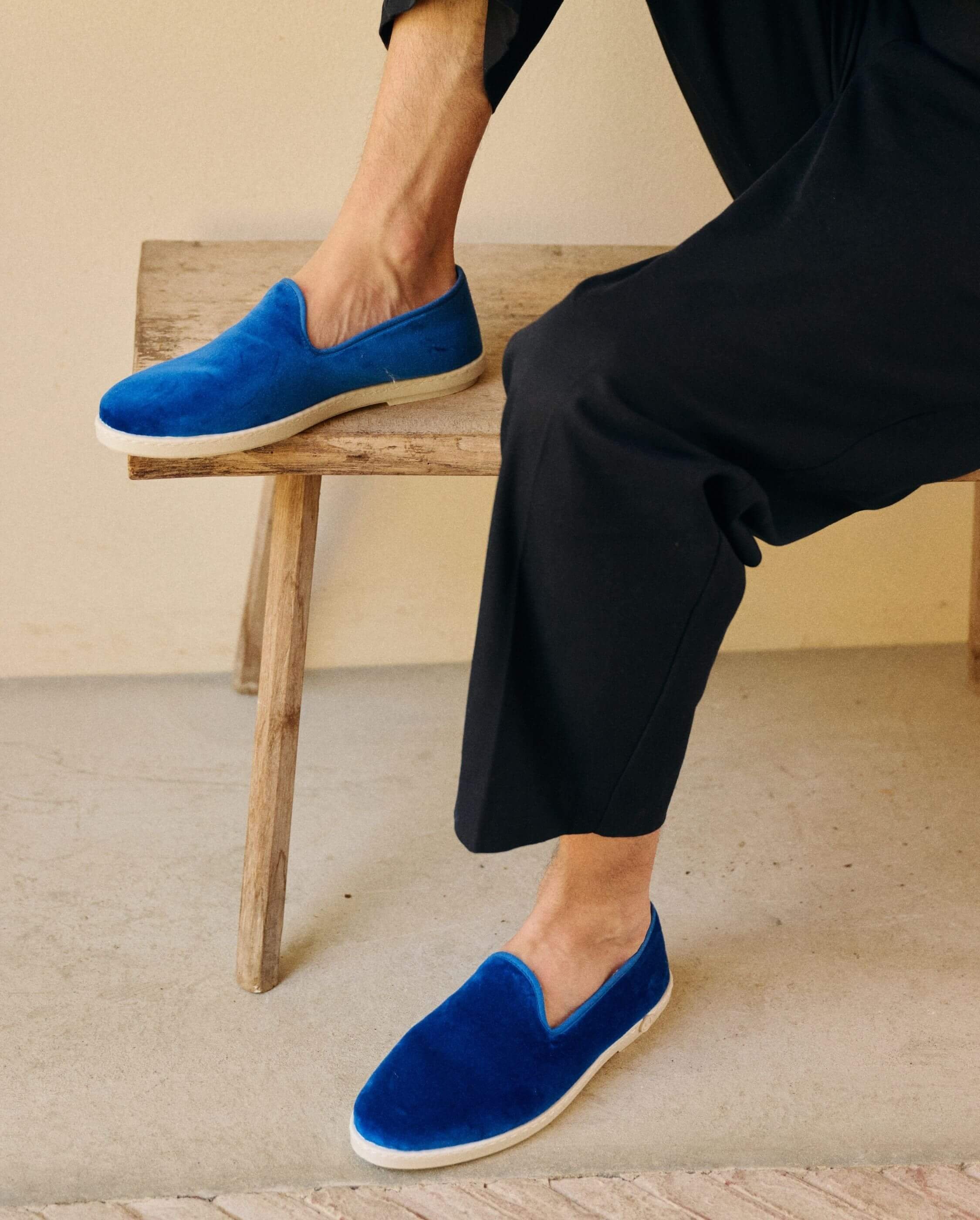 Chausson homme velours, bleu ANGARDE Bleu