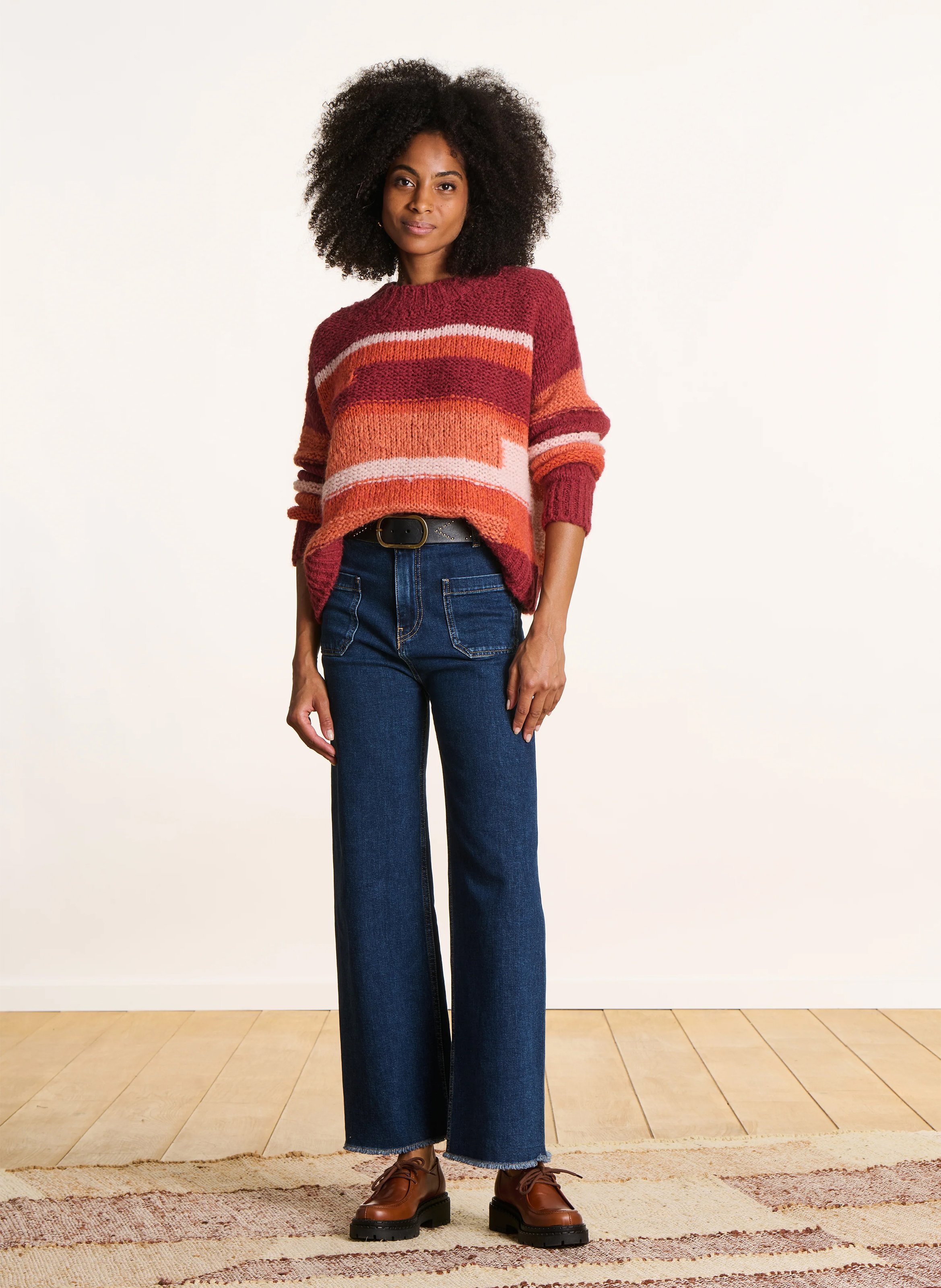 High-waisted straight organic cotton-blend jeans LA FEE MARABOUTEE Blue