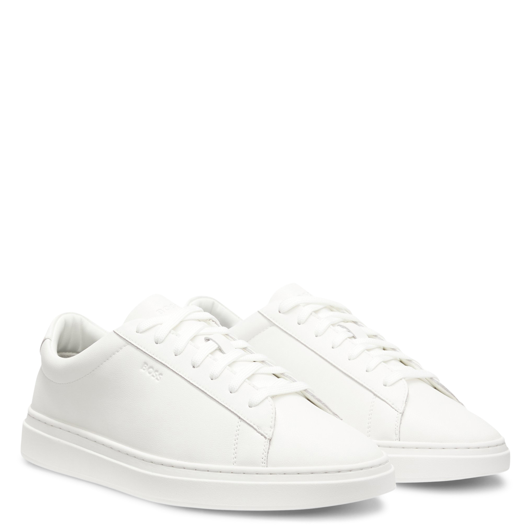 Plain low leather trainers BOSS White