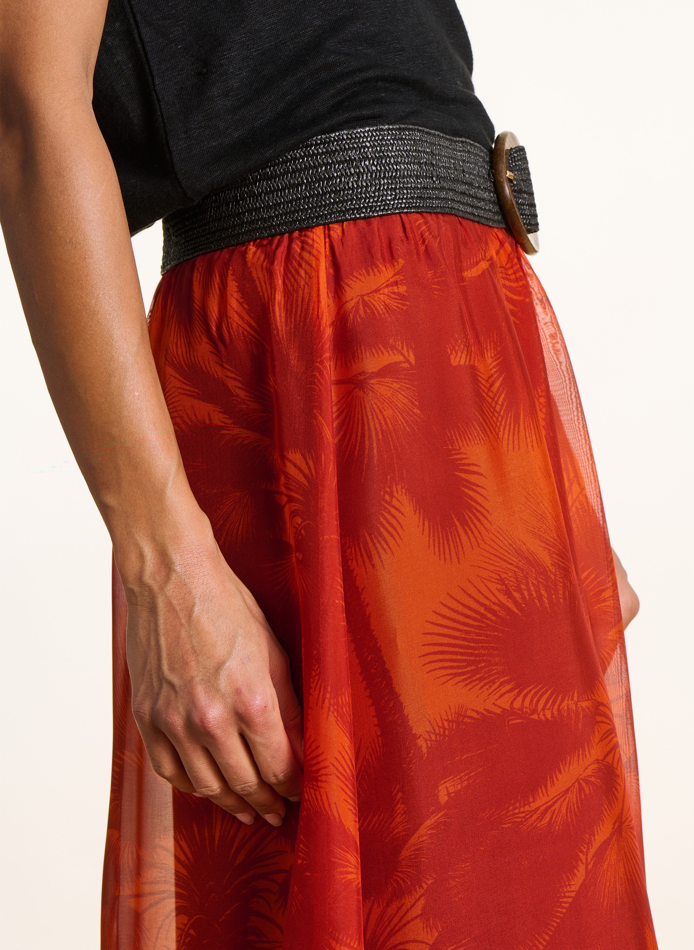 Halflange jurk met print LA FEE MARABOUTEE Oranje