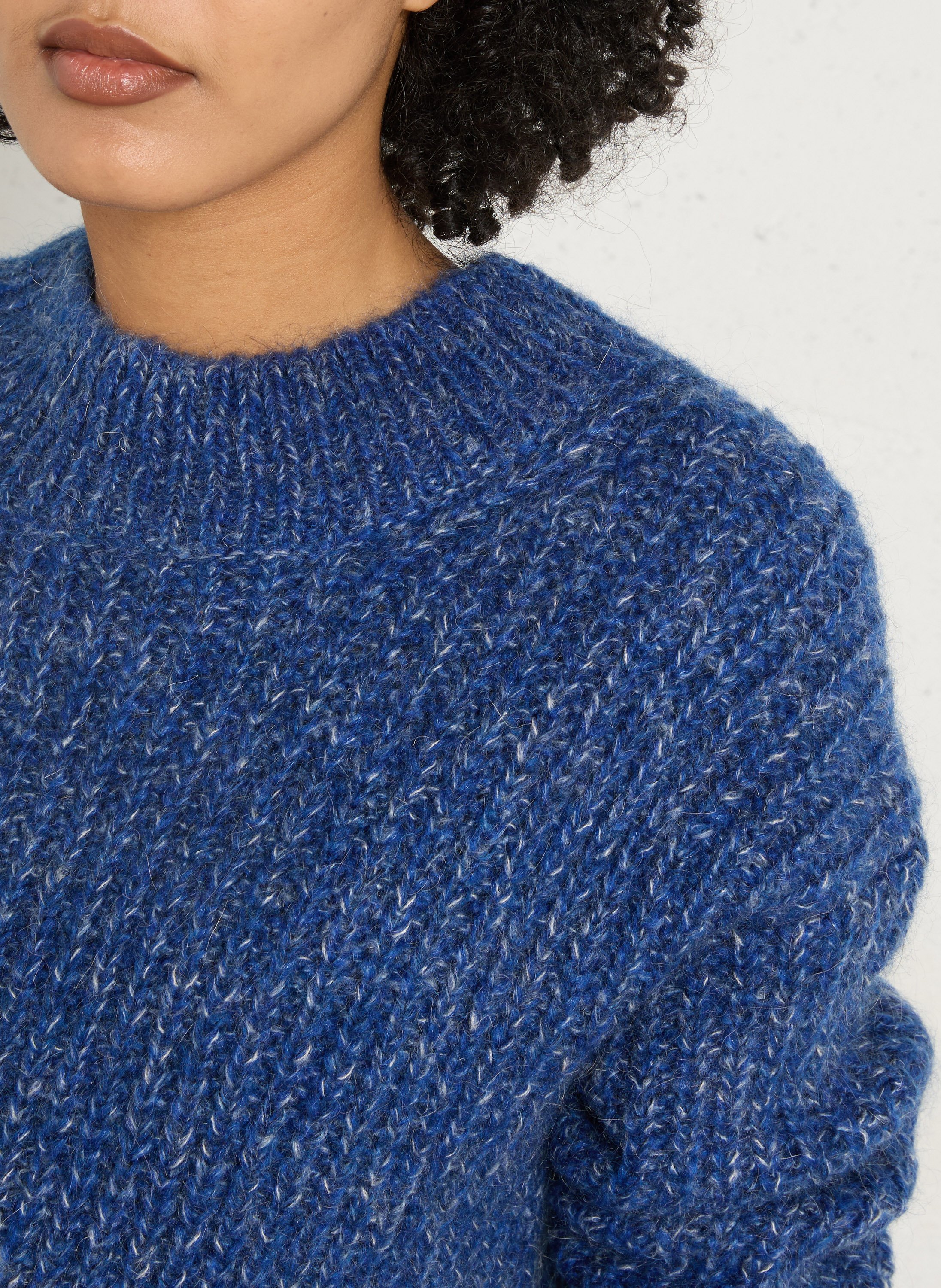 Straight boat neck sweater in mottled knit MAISON 123 Blue