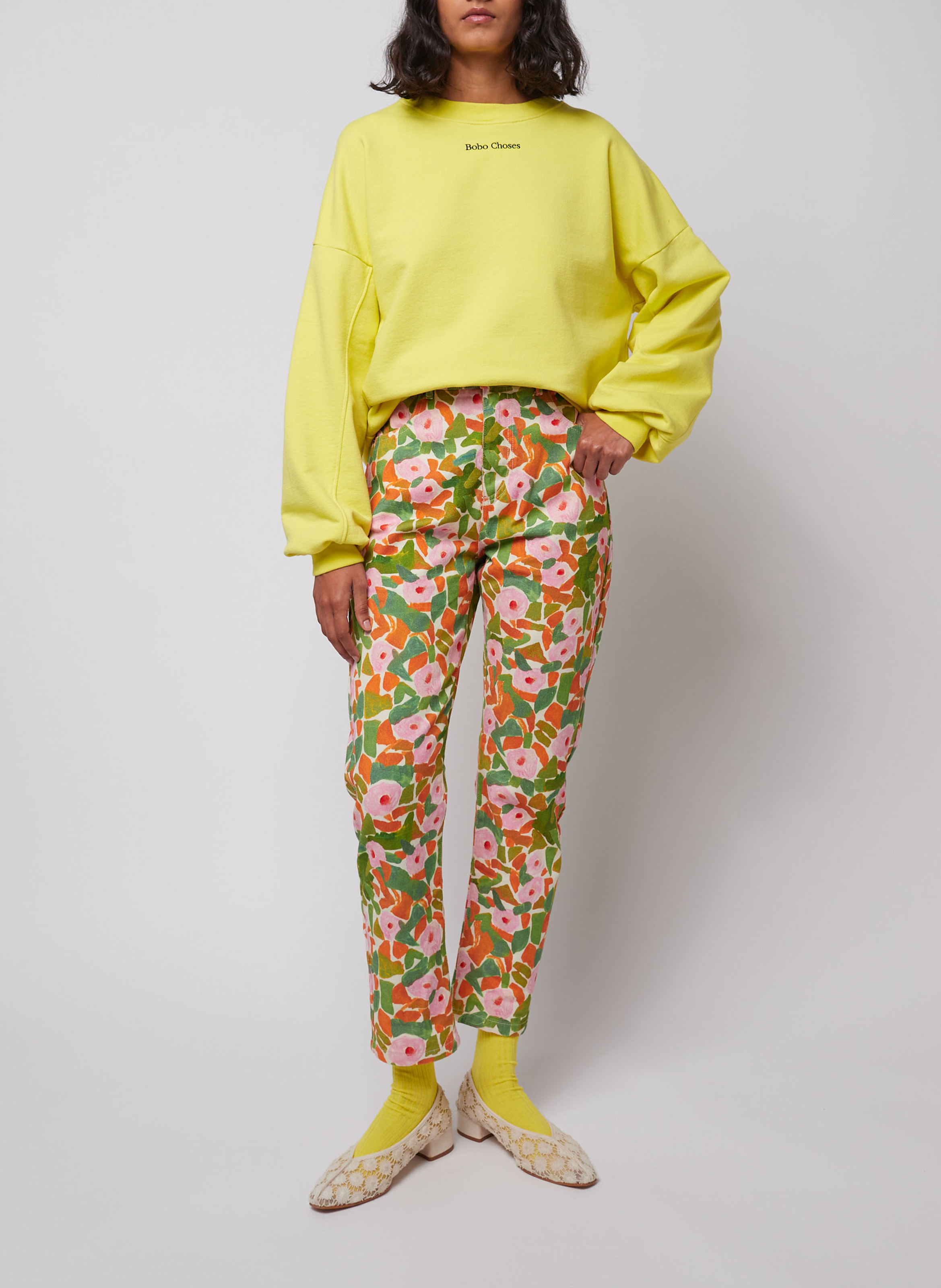 Biologische bloemenprint worteljeans van katoen BOBO CHOSES Veelkleurig