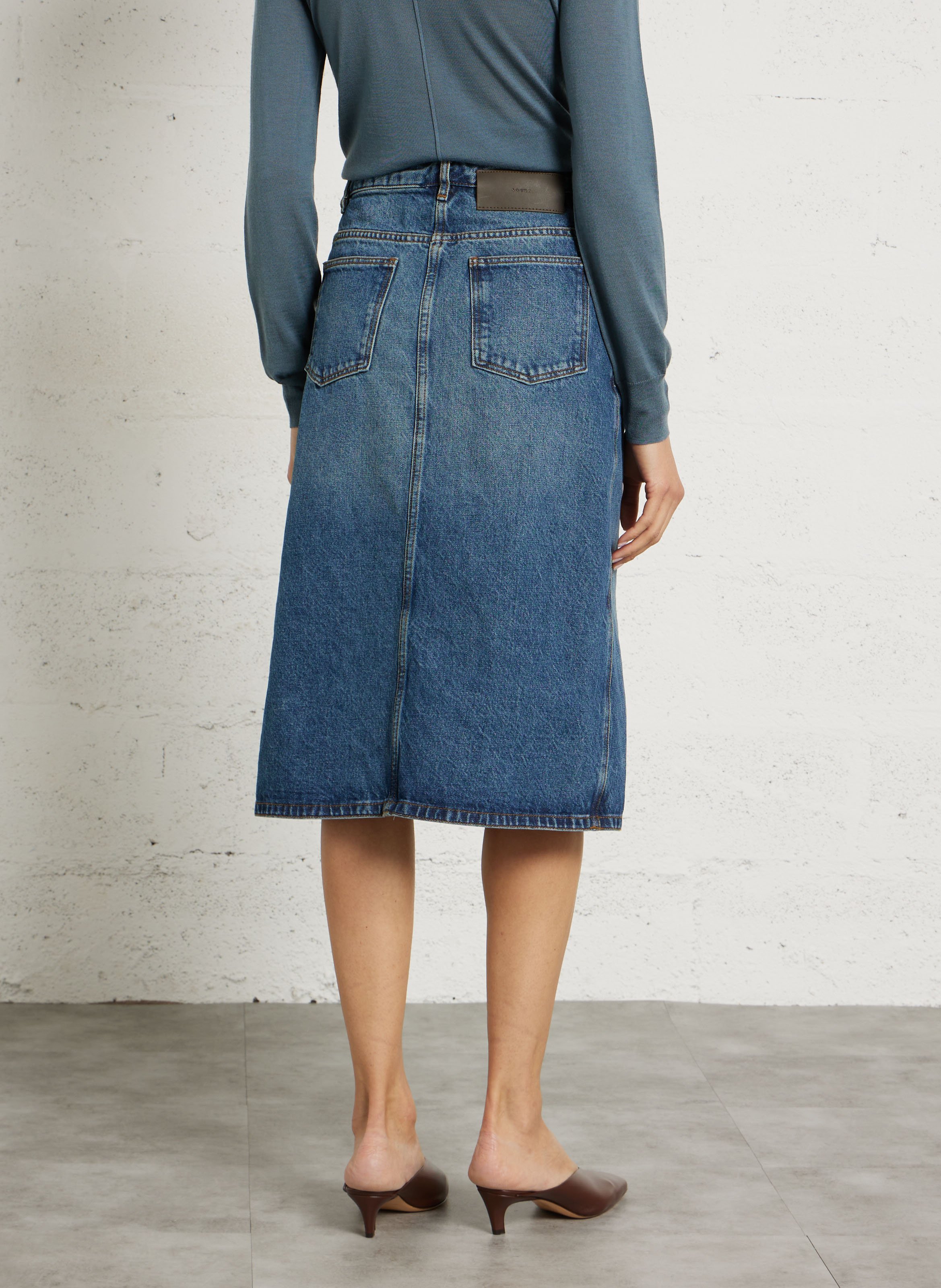 Ausgestellter Midi-Denimrock SOEUR Blau