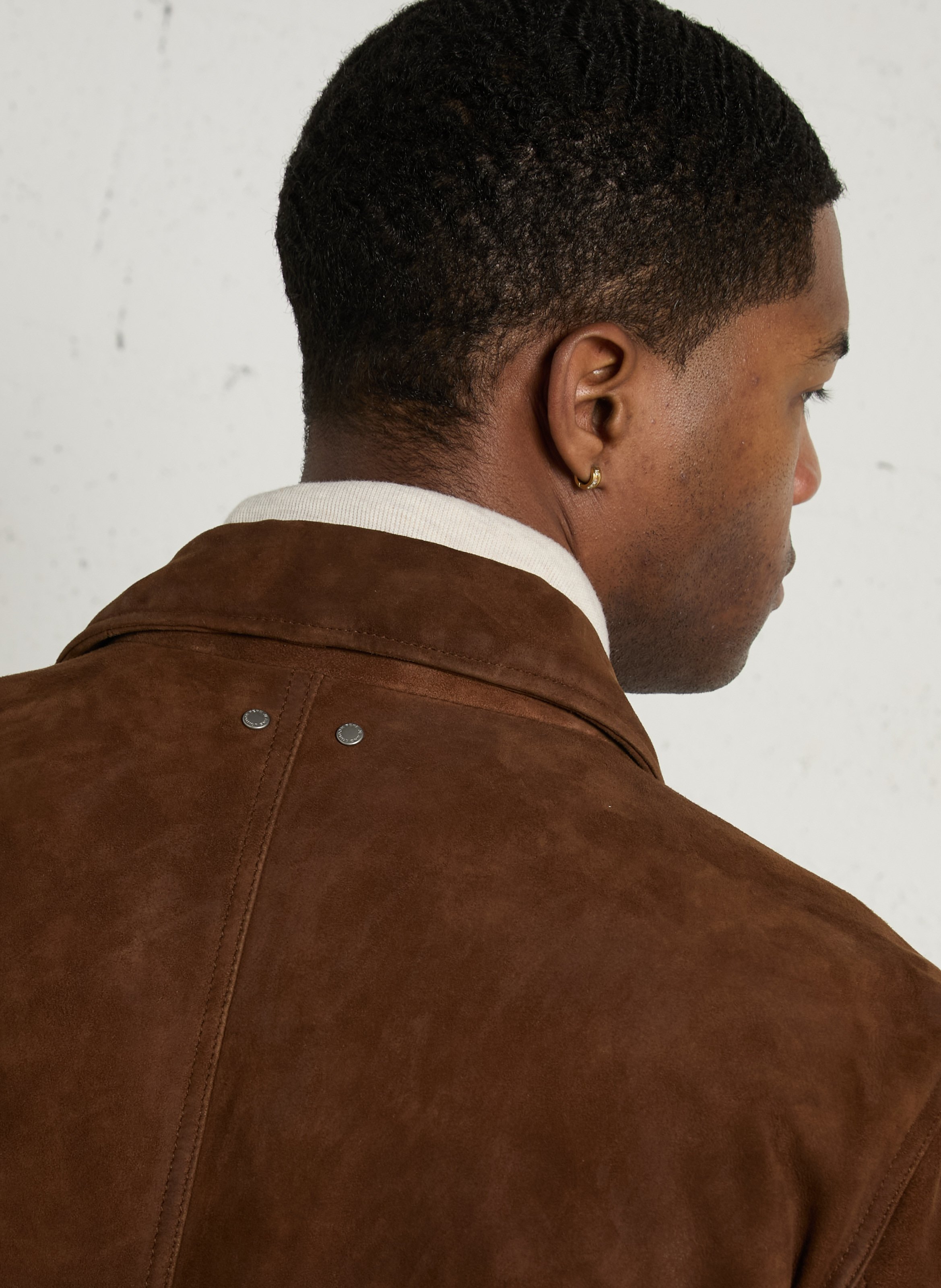Straight-cut leather jacket PEPE JEANS Brown
