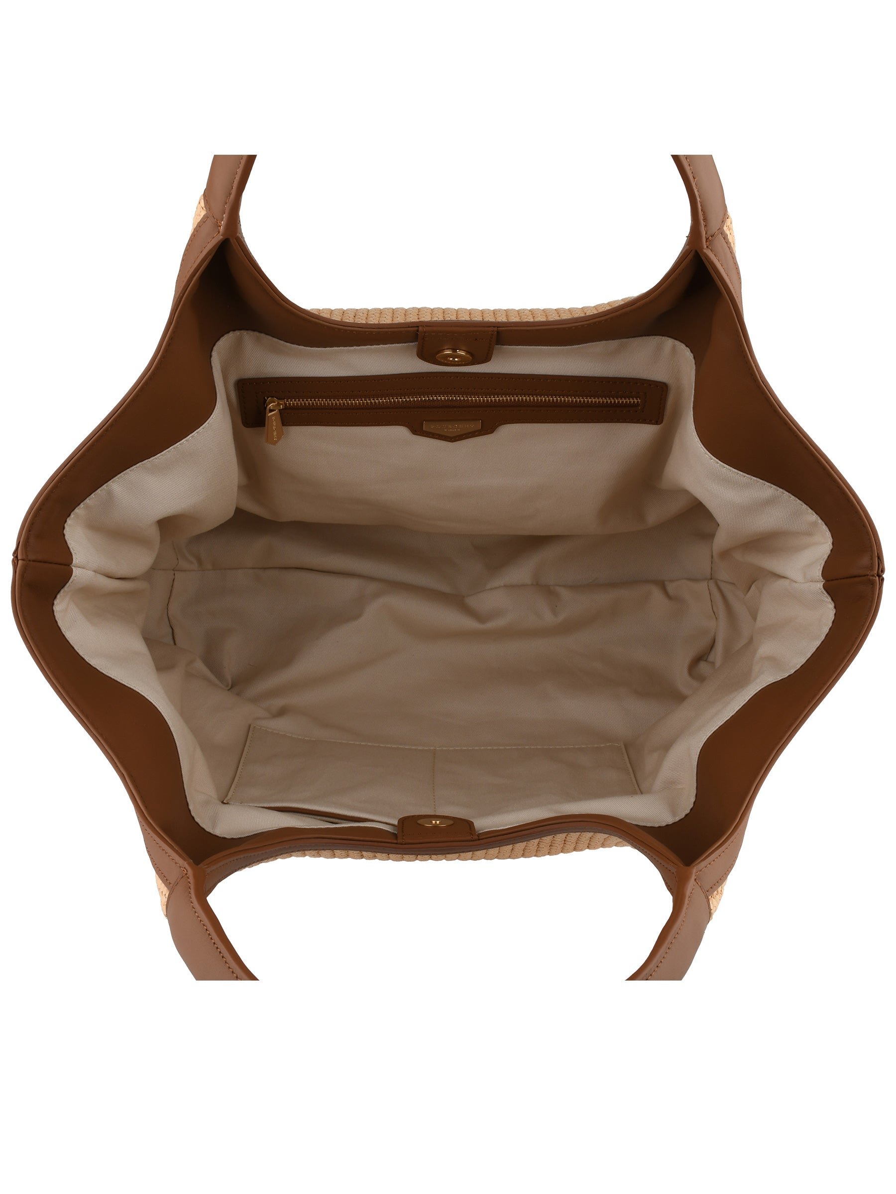 Straw shoulder bag trimmed with leather POURCHET Golden