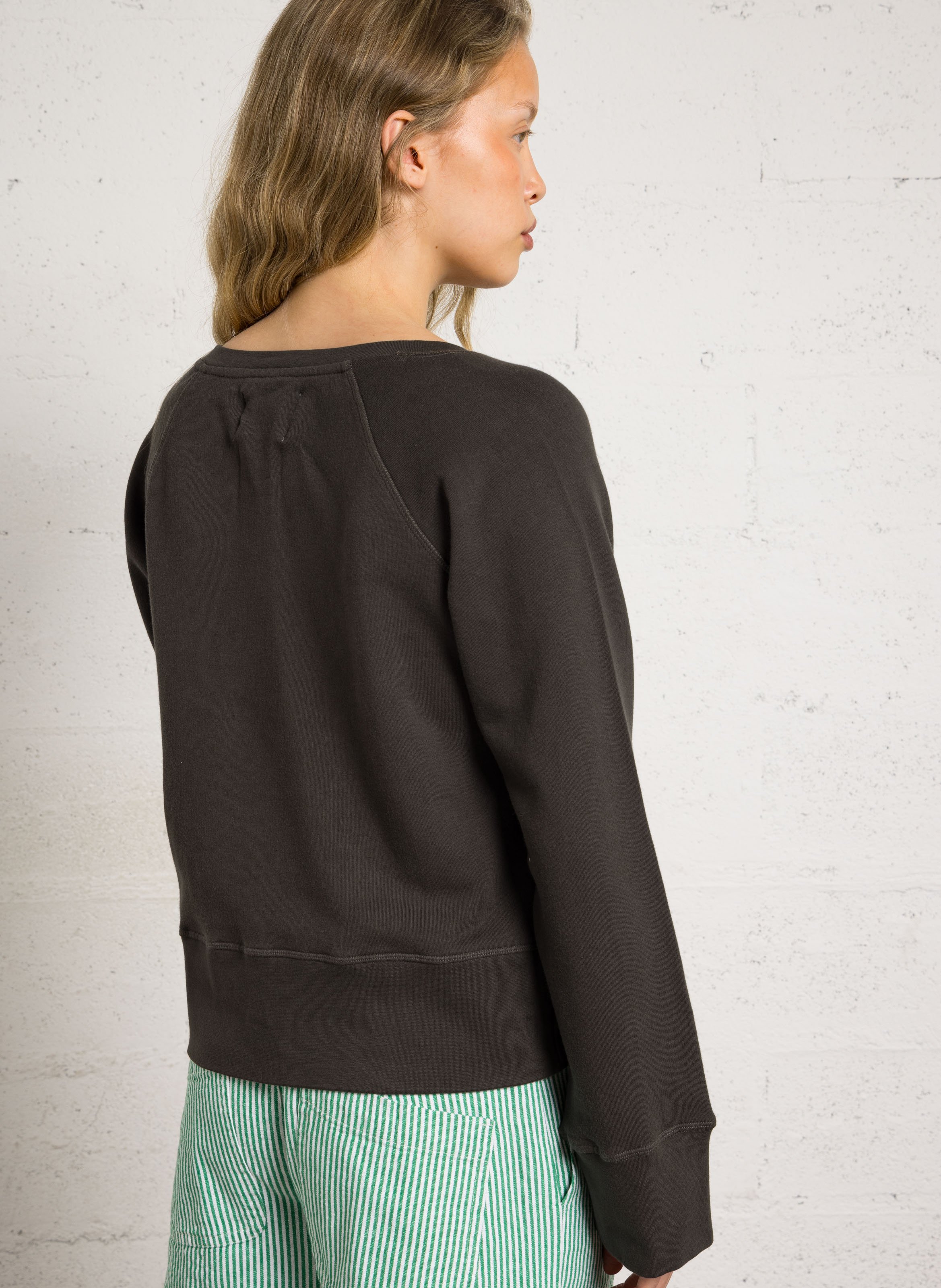 Sweat col V en coton bio LEON & HARPER Gris