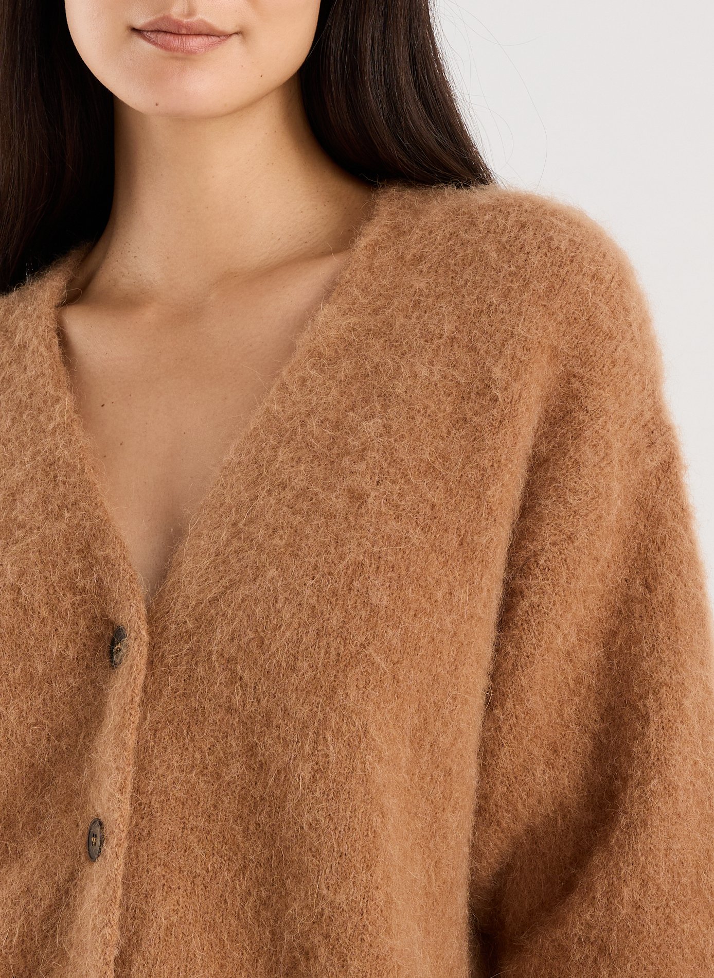 Recht, gebreid vest met V-hals SAISON 1865 Bruin