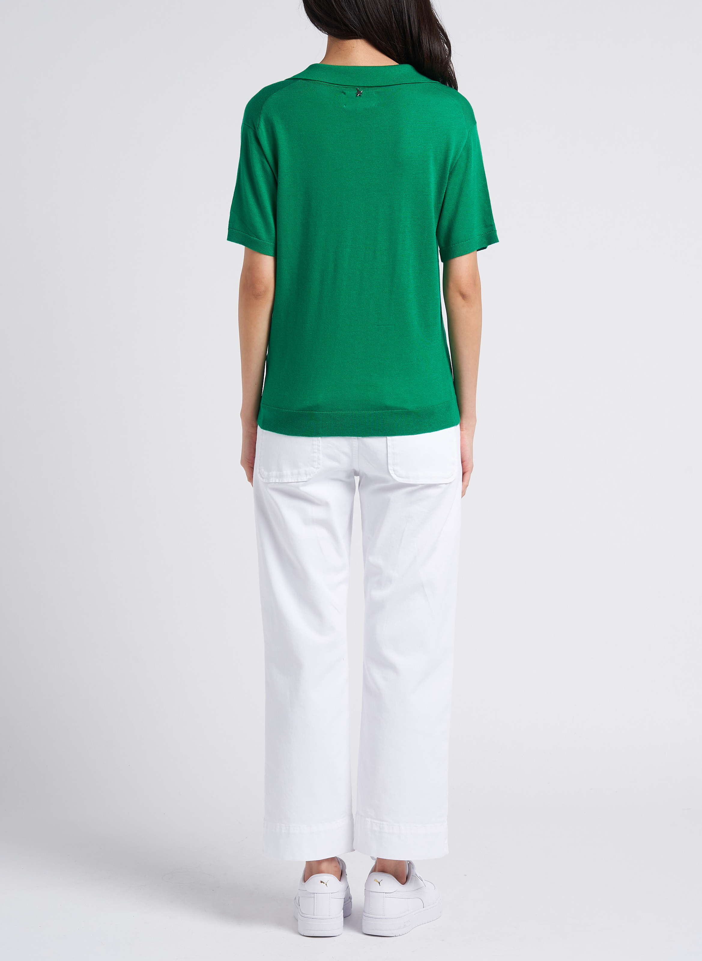 Pantalon 7/8 ème taille haute en coton ACQUAVERDE Blanc