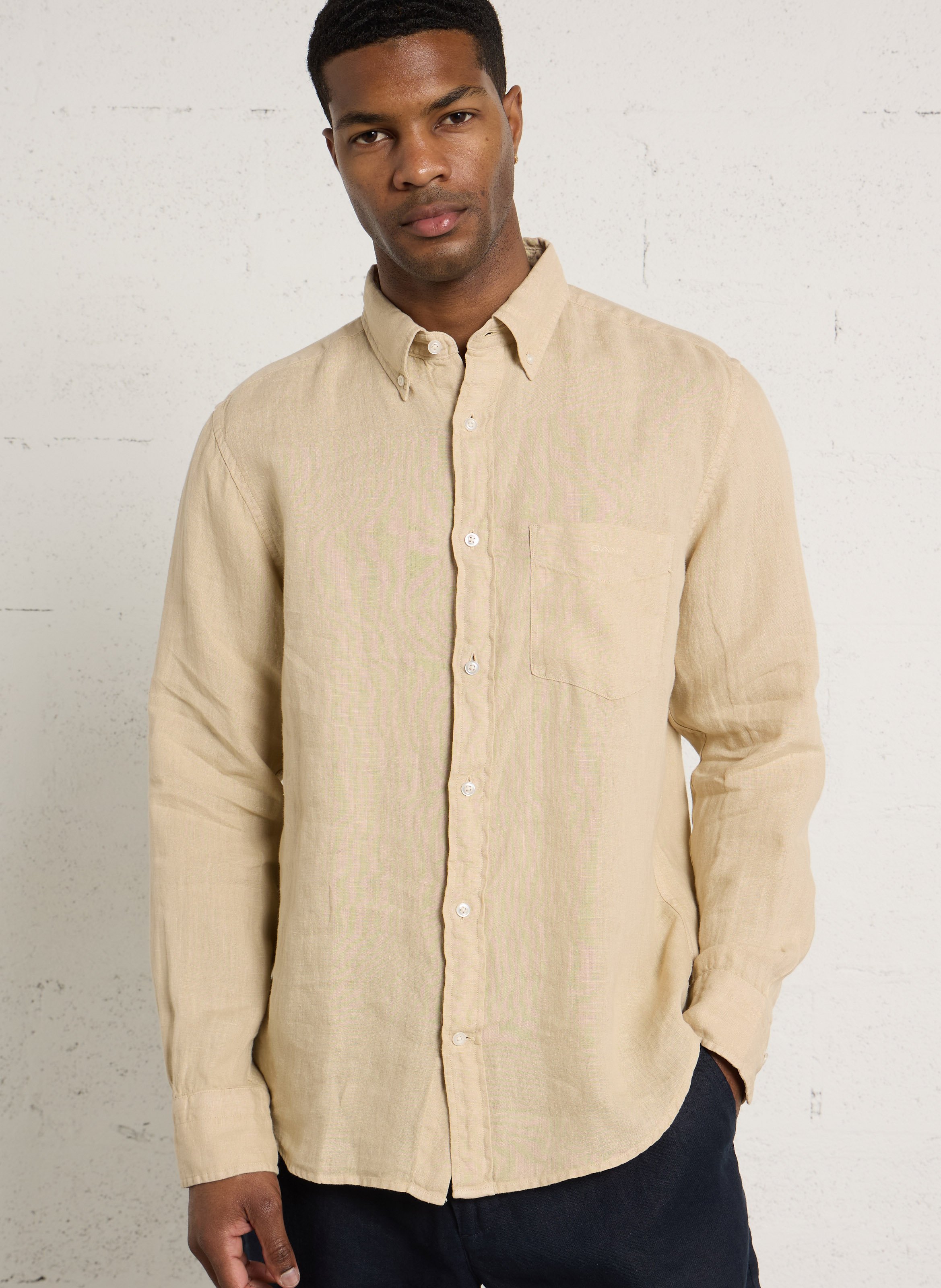 Chemise droite col classique en lin GANT