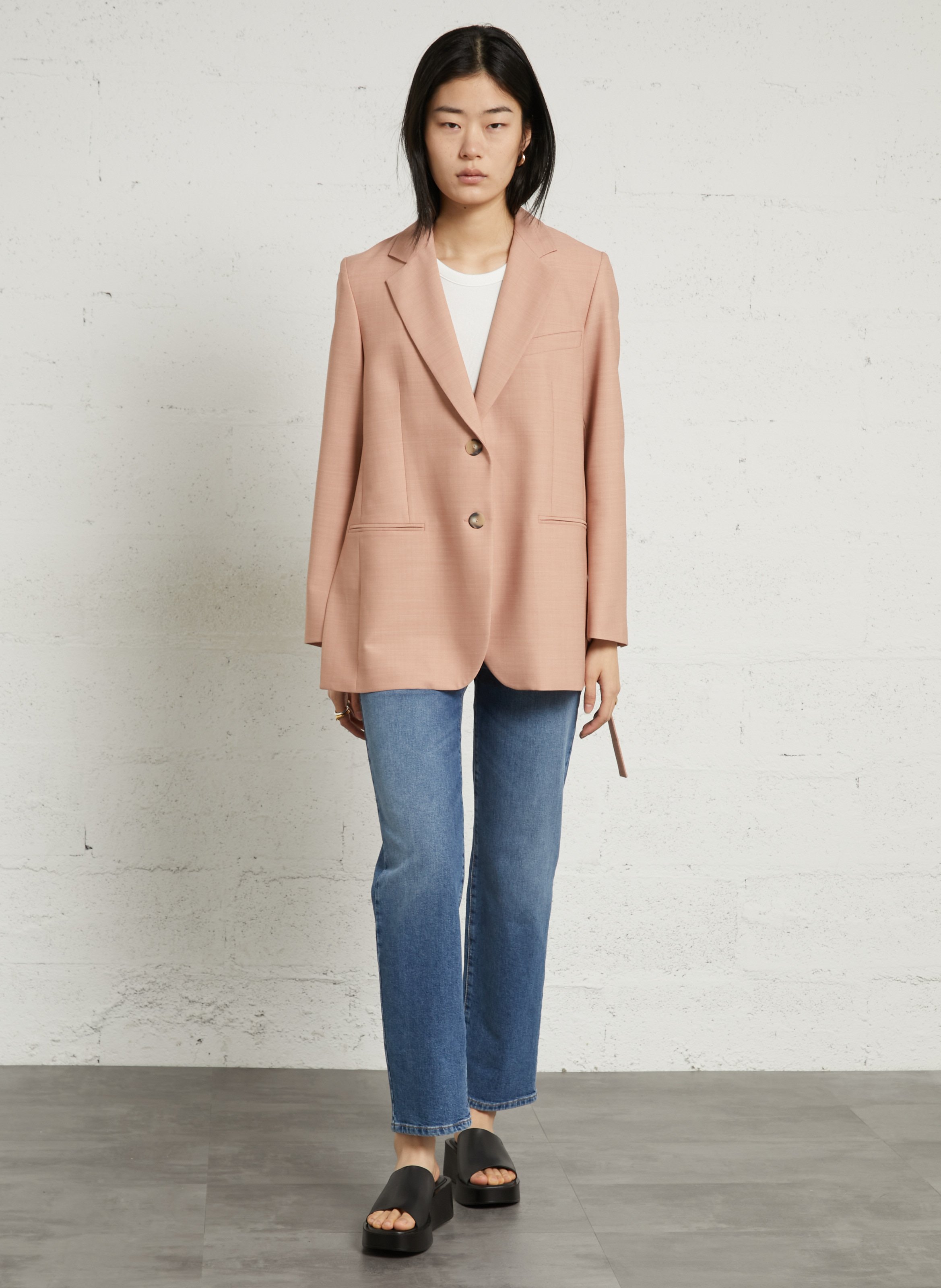 Weit geschnittene Bluse aus Wollmix mit klassischem Kragen MARGAUX LONNBERG Rosa