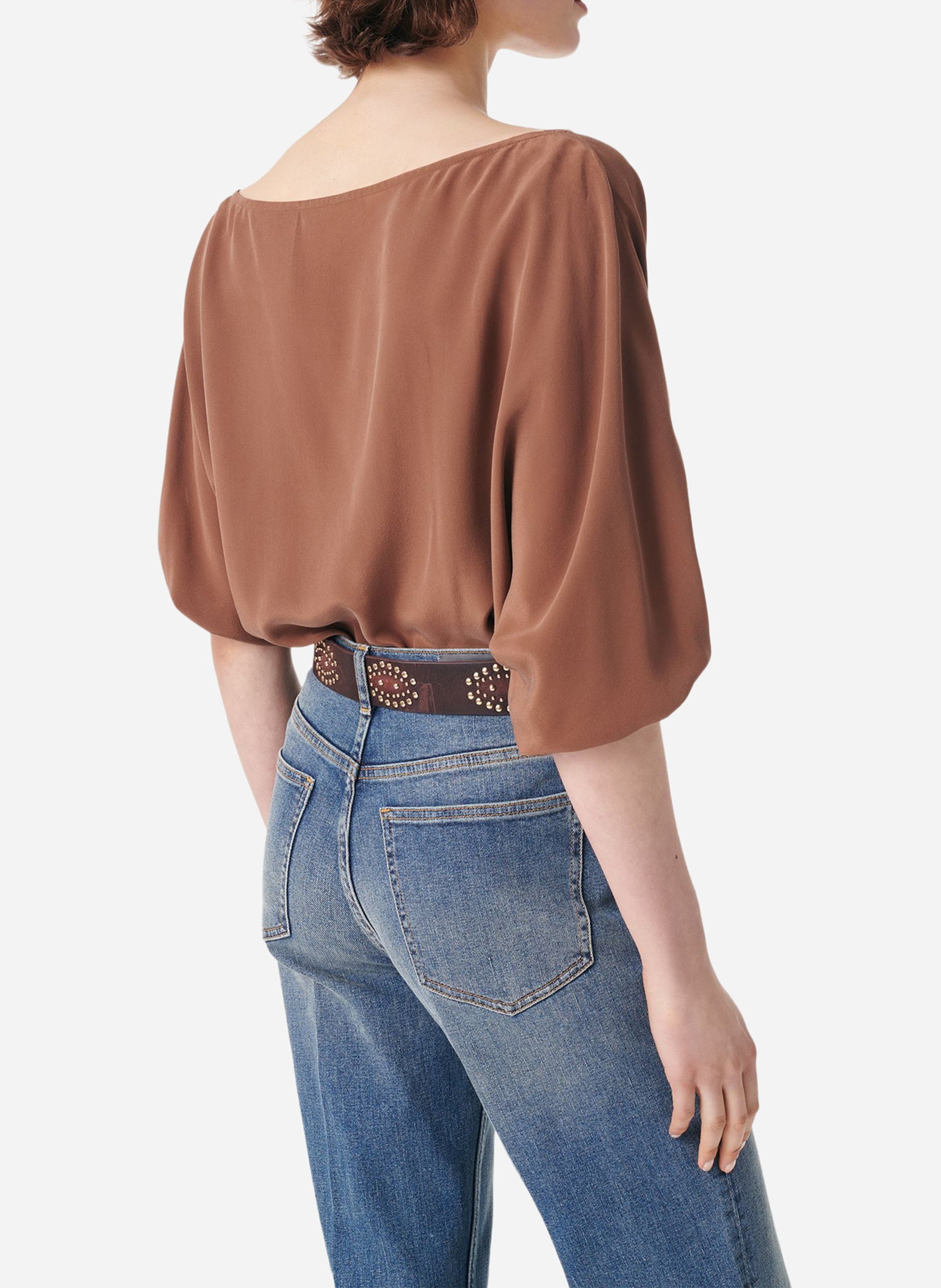 Top asymétrique manches courtes uni VANESSA BRUNO Marron