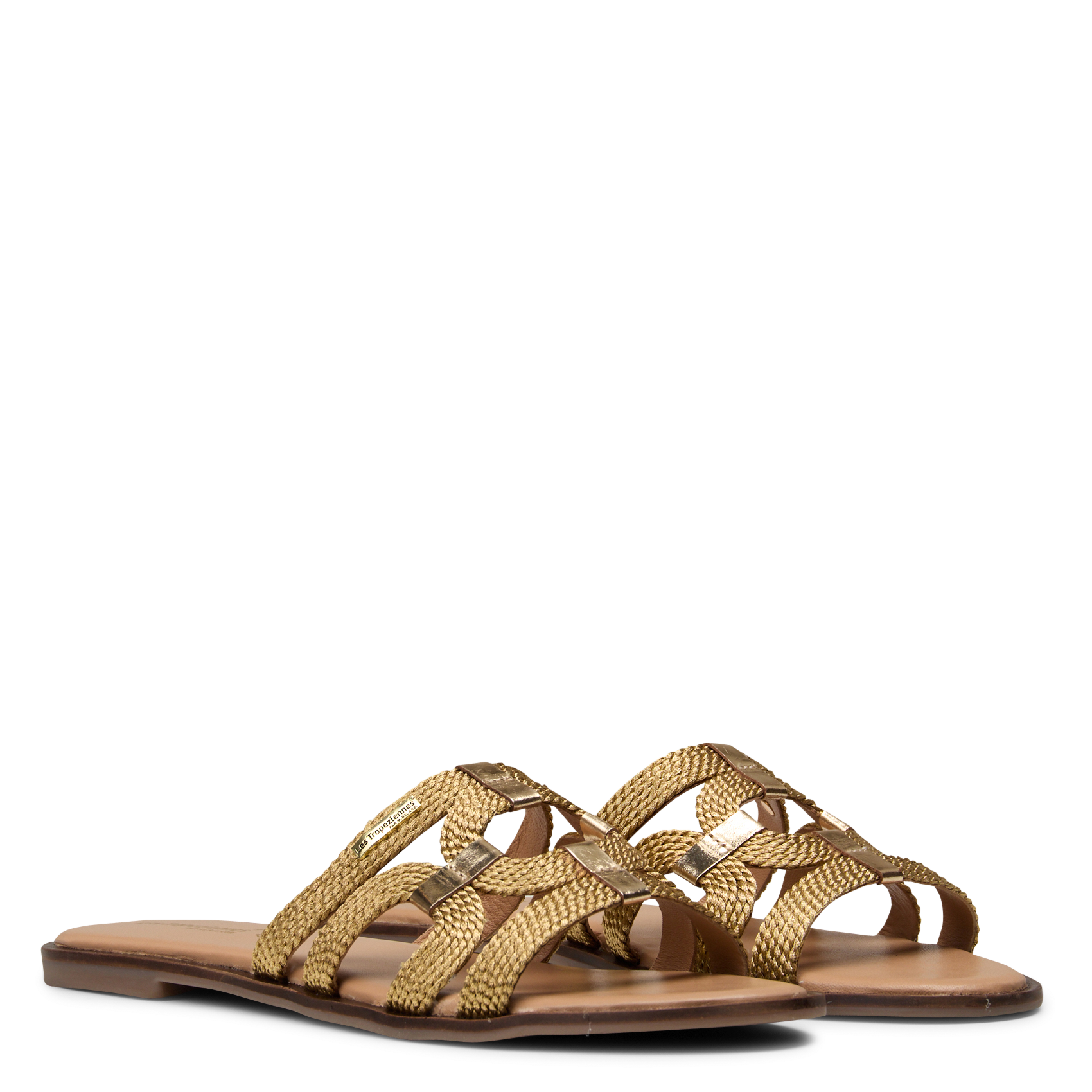 Sandales plates tressées LES TROPEZIENNES PAR M.BELARBI Doré