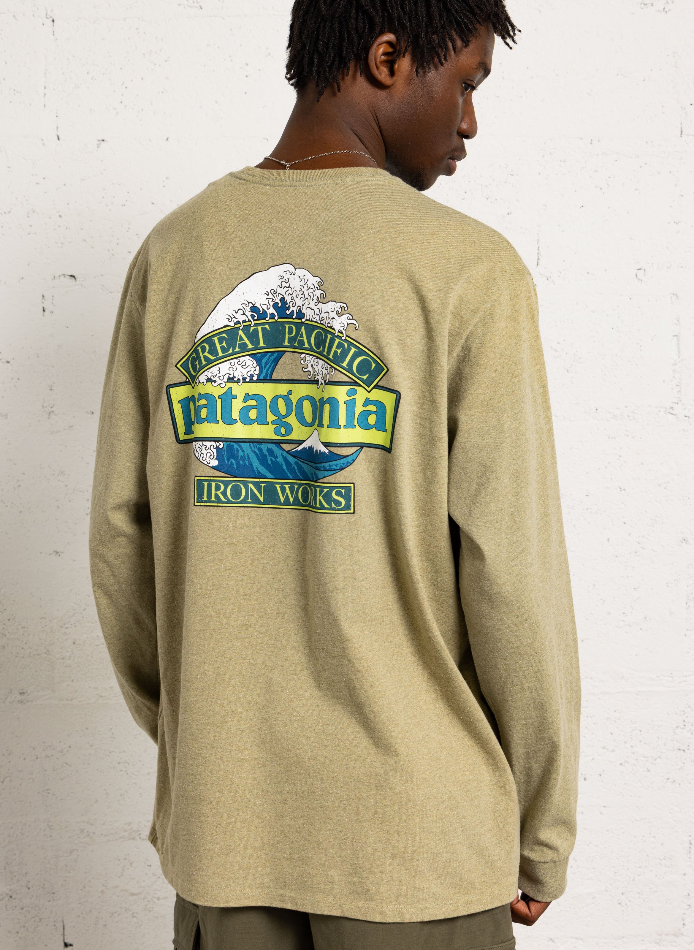 Camiseta recta de mezcla de algodón reciclado con cuello redondo PATAGONIA Beige