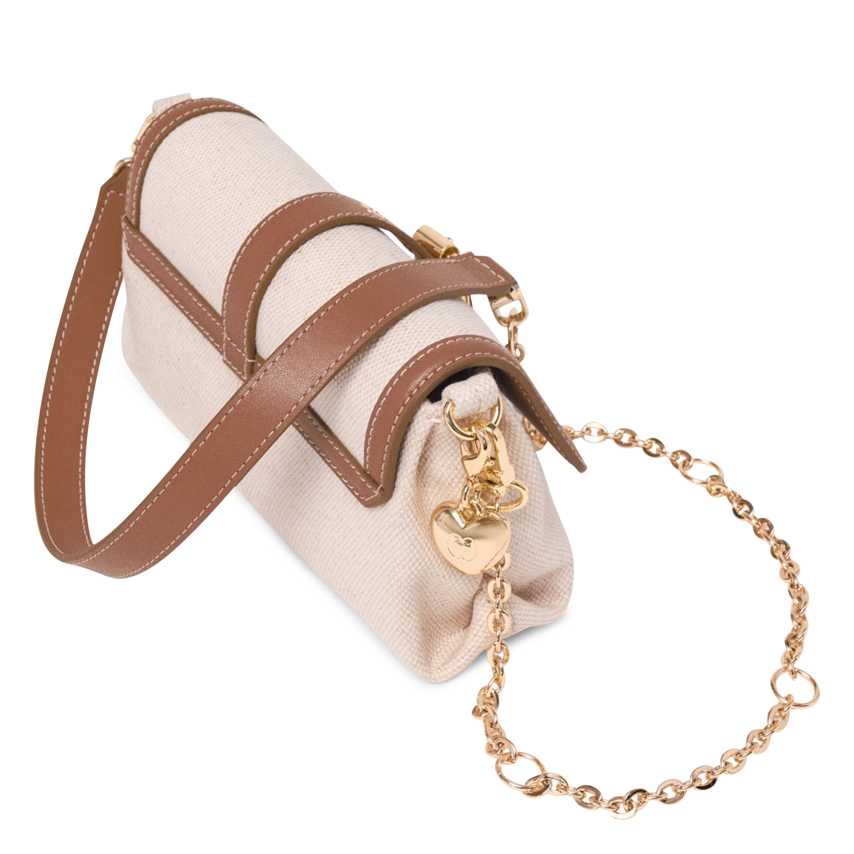 Sac bandoulière en coton et en lin MAJE Beige