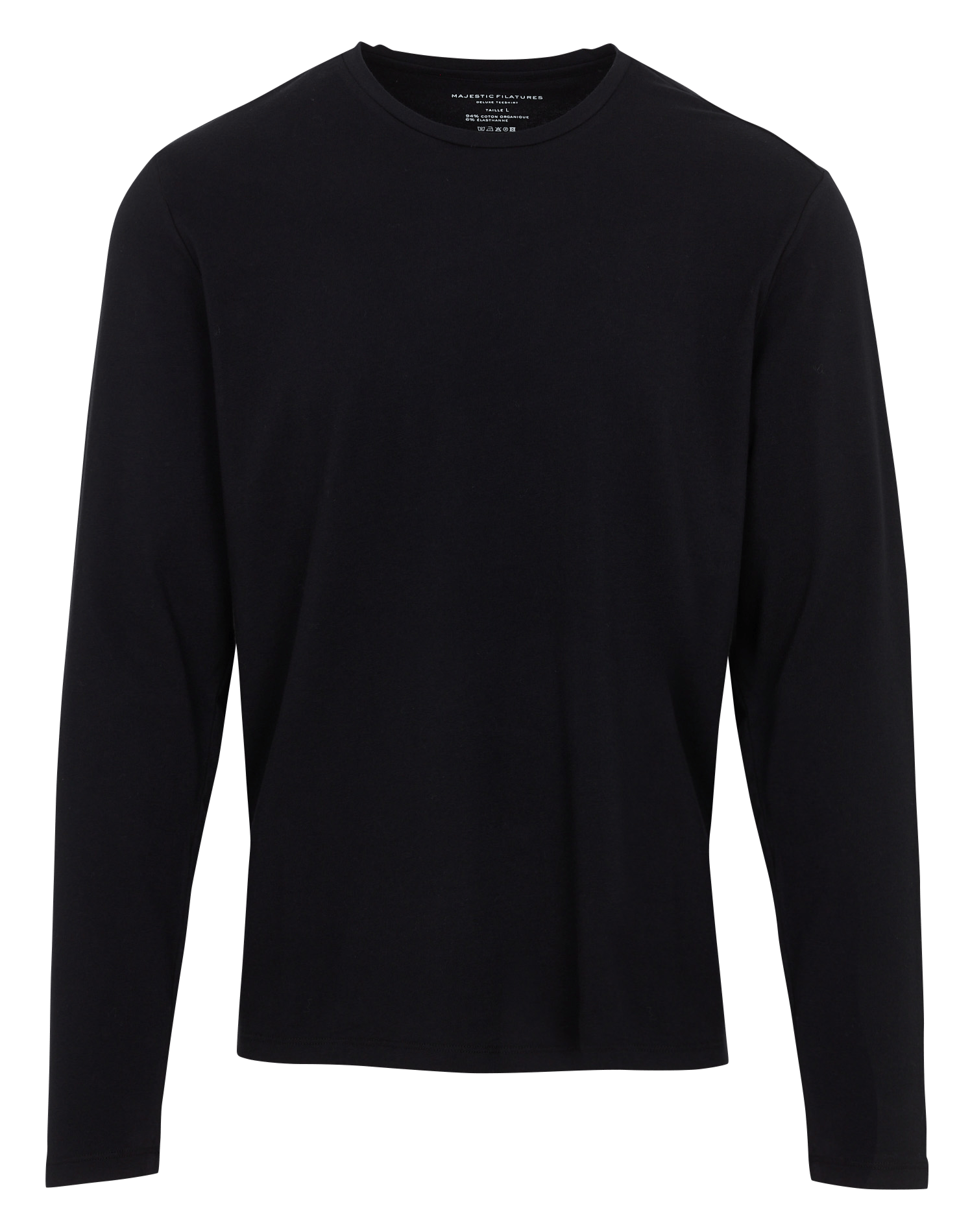 T-shirt dritta scollo tondo in misto cotone bio MAJESTIC FILATURES Nero
